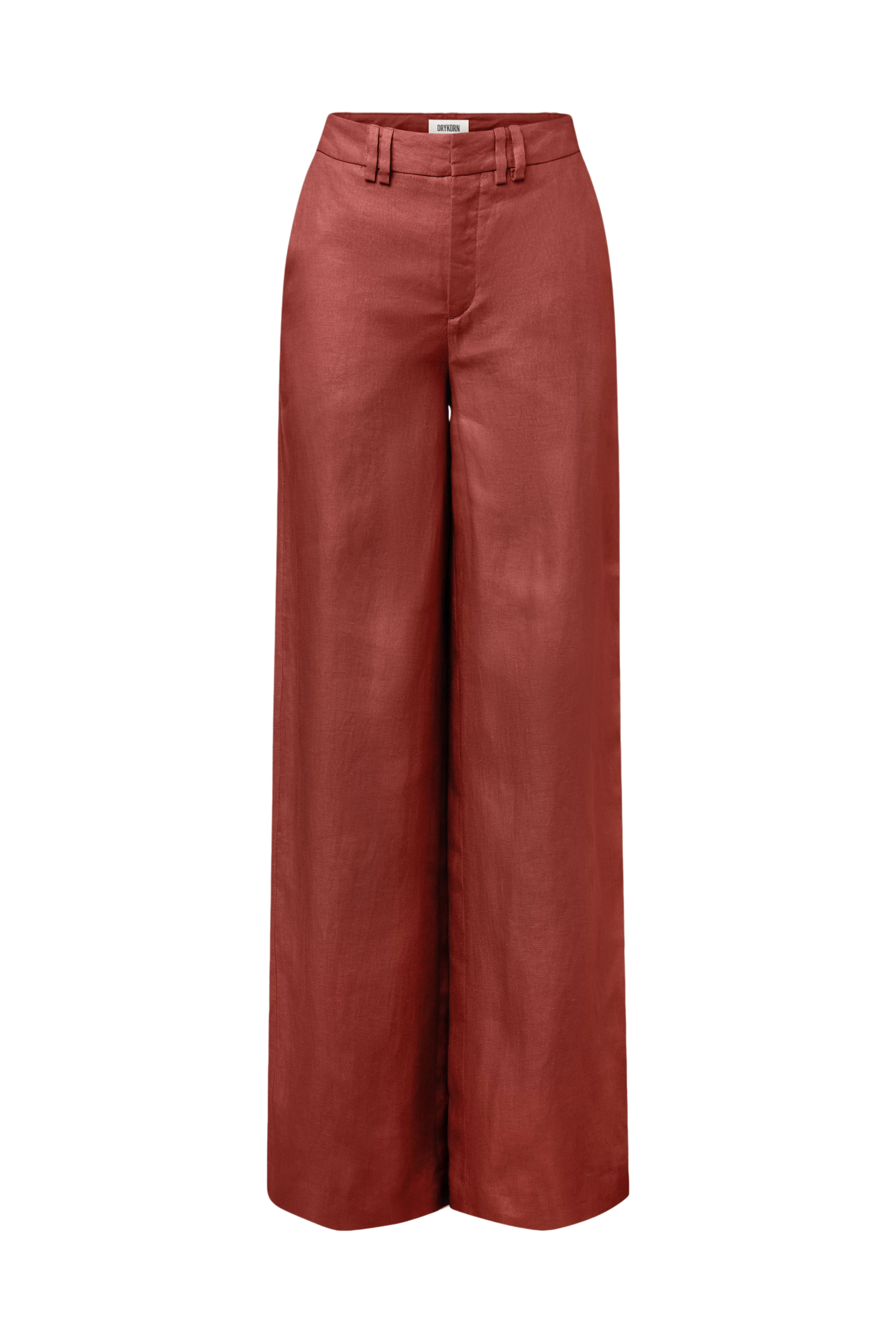 AQUITE - Pantalon Marlene en pur lin - women - rouge - Freisteller Frontansicht