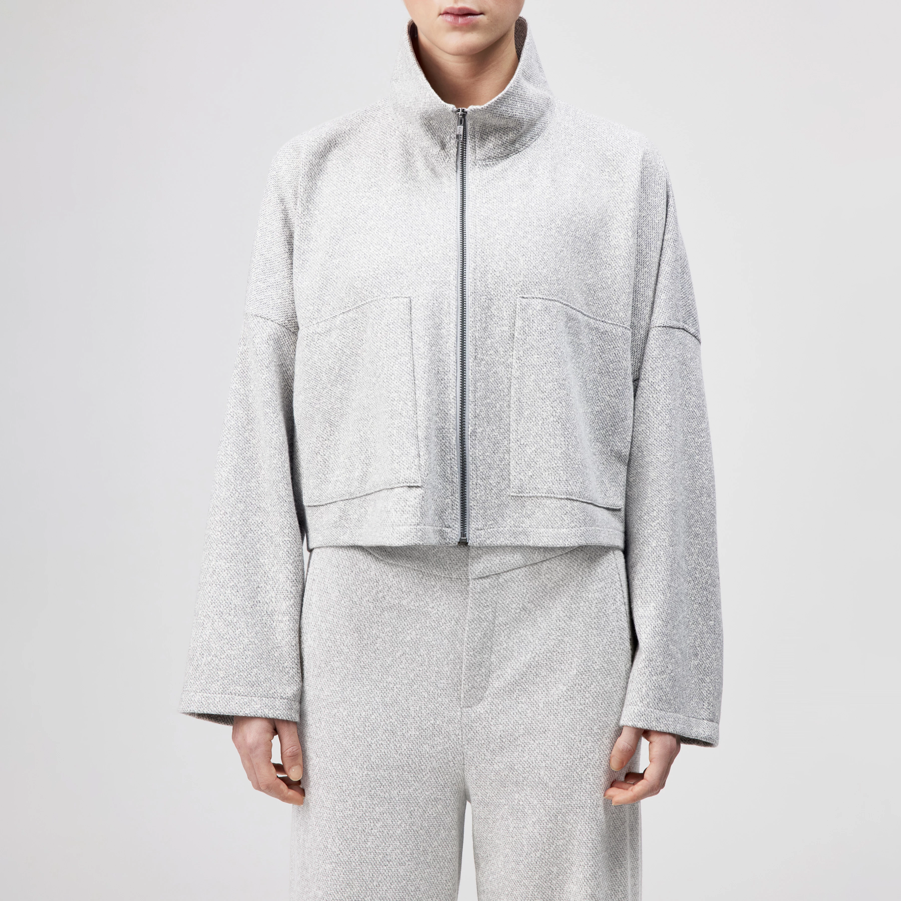 ELSTOW_1 - Oversized patterned jersey jacket - women - grey - Frontansicht