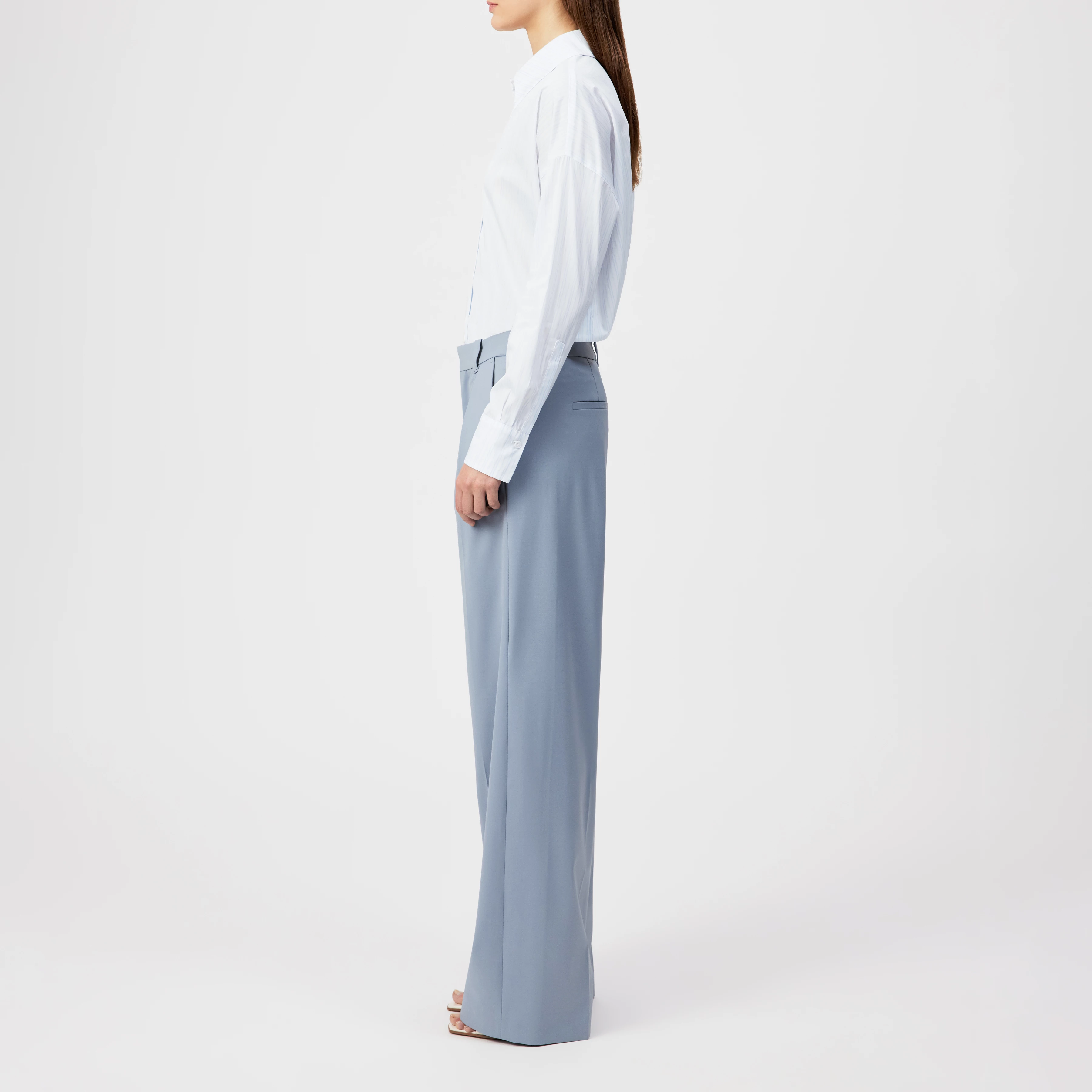 ADUCT - Tailored straight-leg trousers in wool blend - women - blue - Seitenansicht
