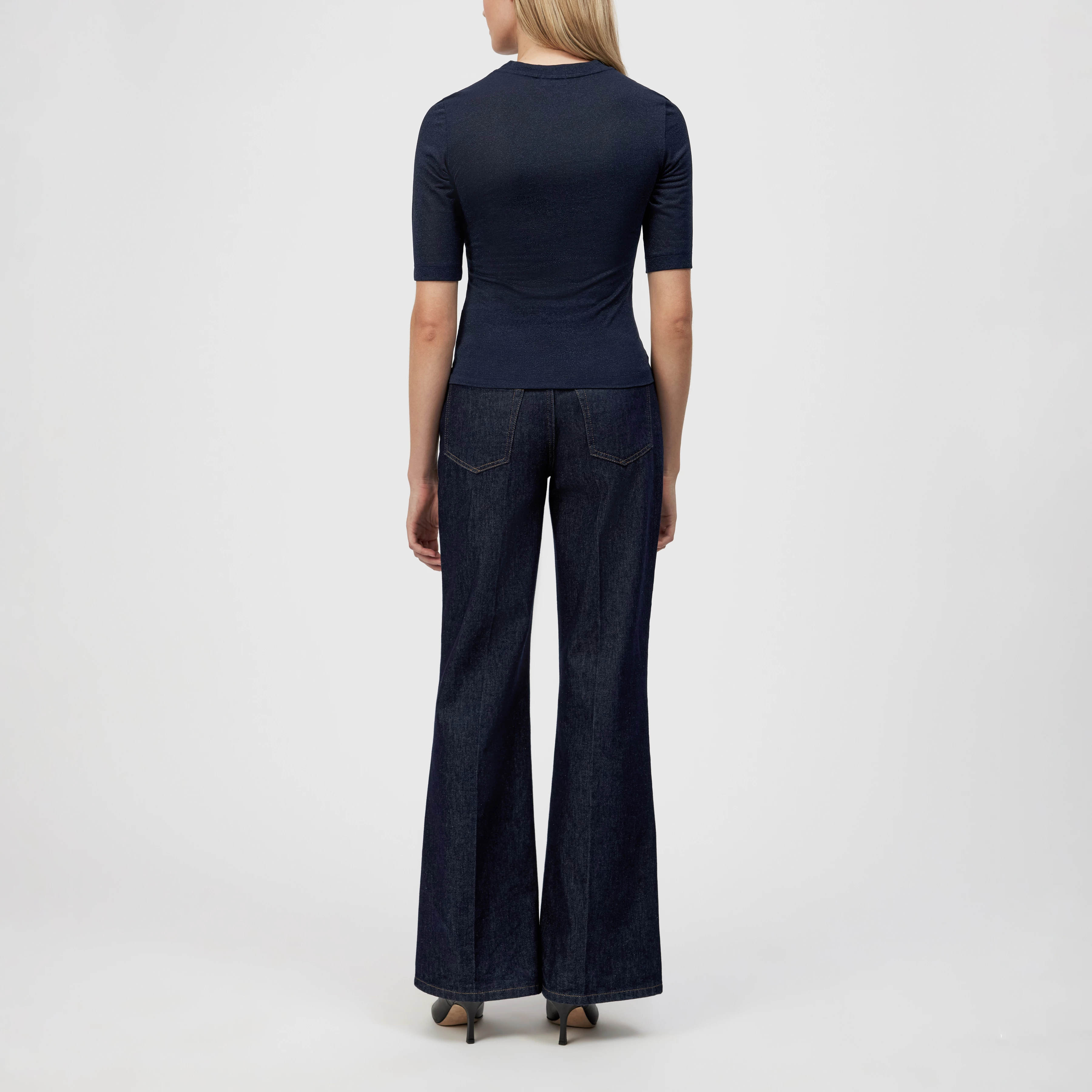 SELAY - Schmales Oberteil in Lurex-Jersey - Damen - blau - Rückansicht