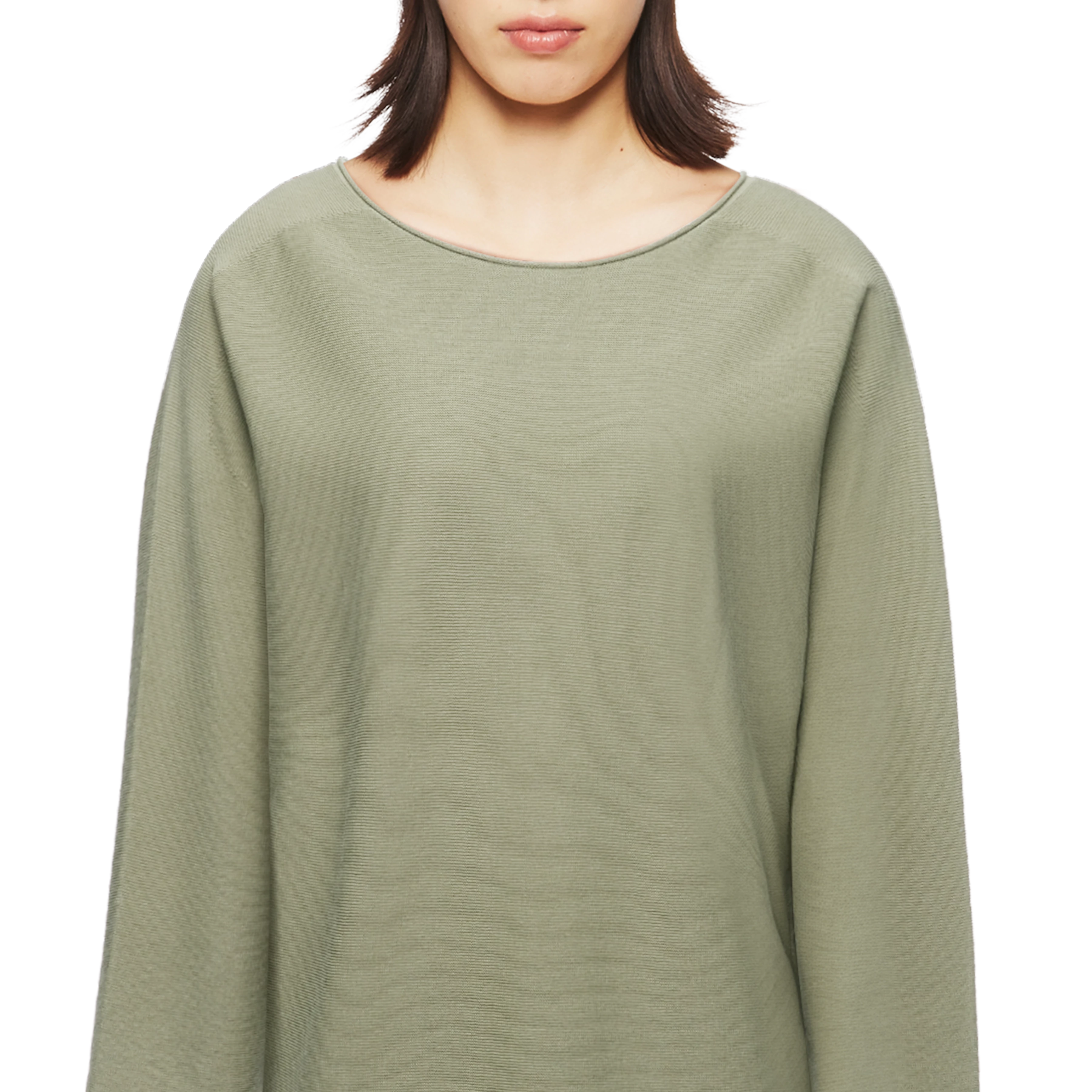 KADYRA_2 - Mini dress with 7/8 length sleeves in cotton crêpe - women - green - Detailansicht am Model