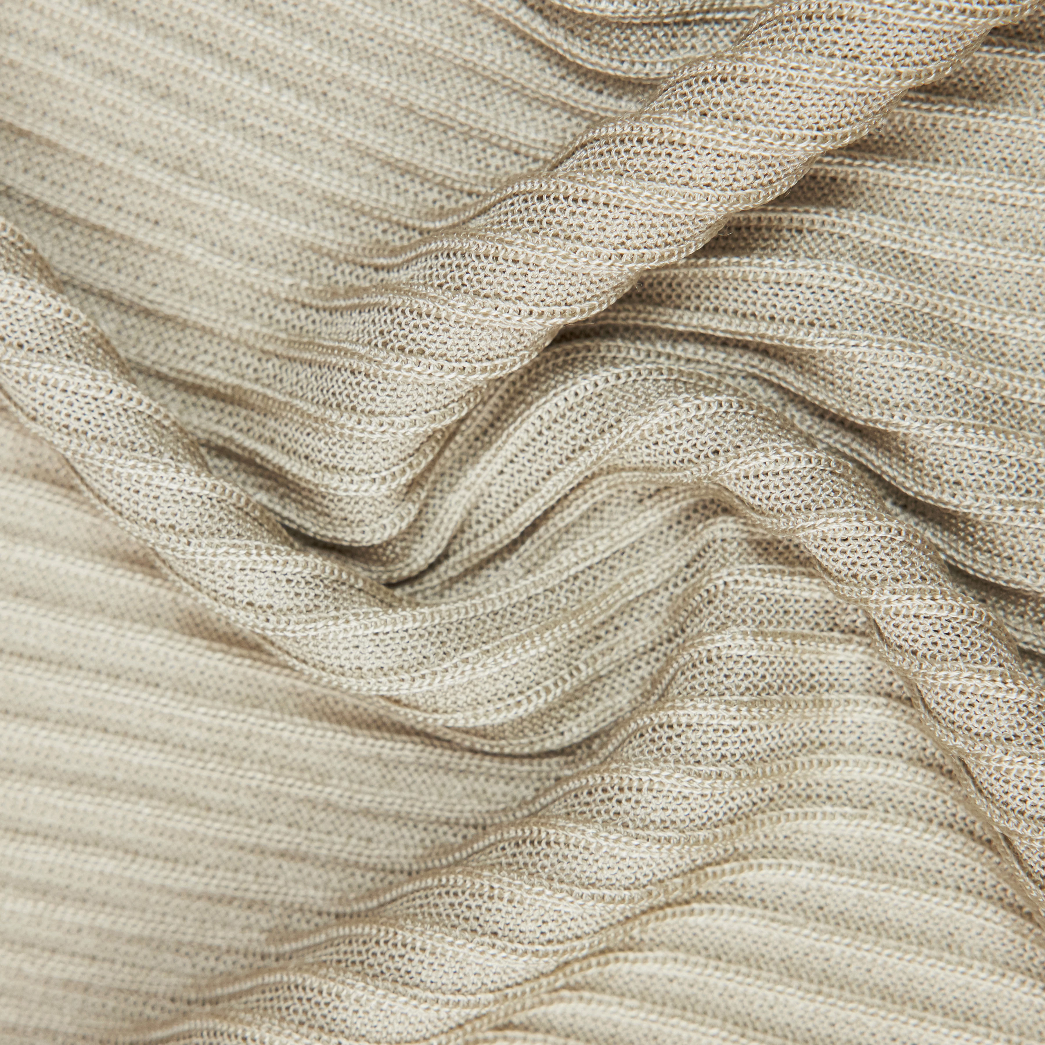 MOGLINI_2 - Crew Neck Knit T-Shirt with Ribbed Texture - women - beige - Materialbild (B2C)