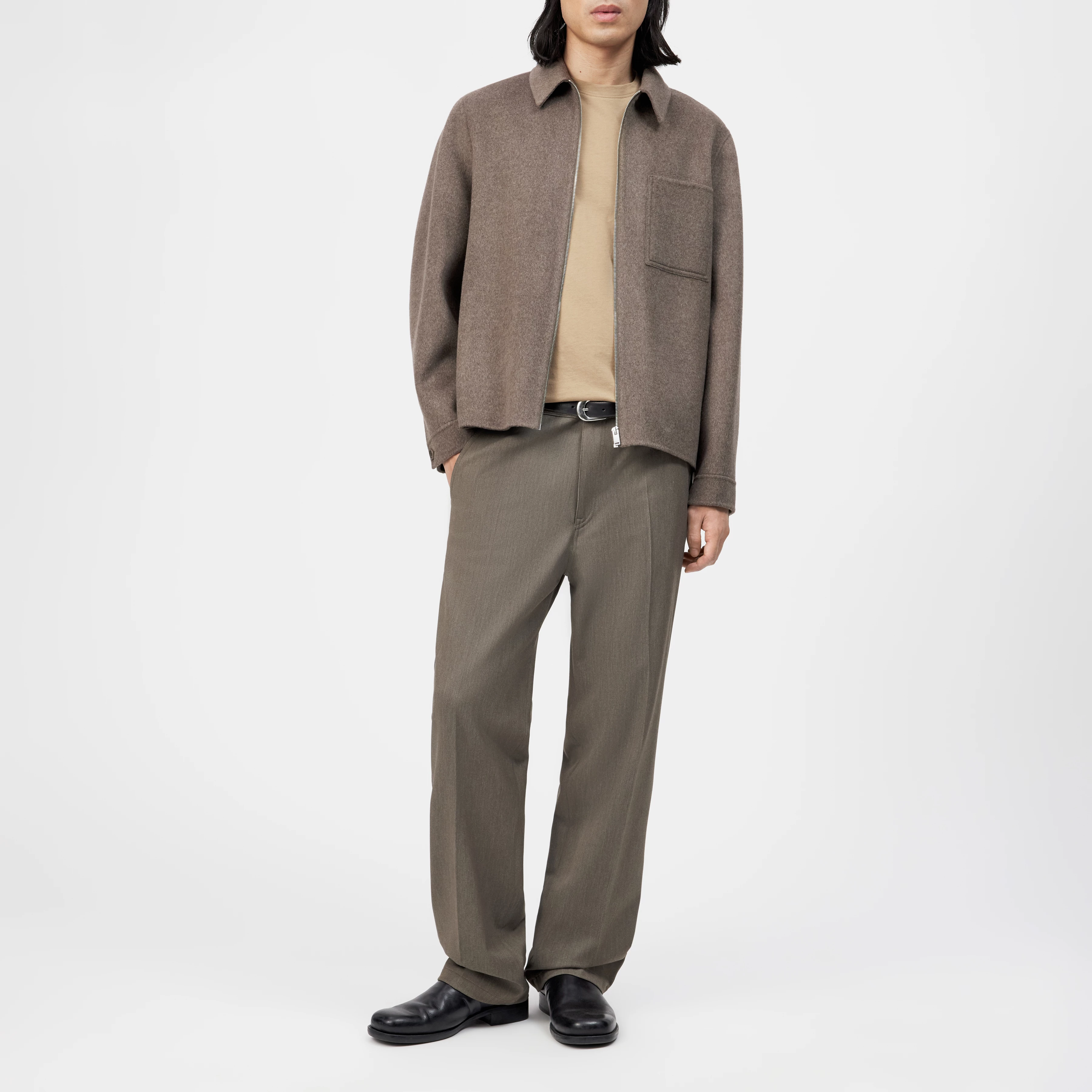 TAVIC - Modern chinos in viscose blend - men - brown - Ganzkörper-Frontansicht