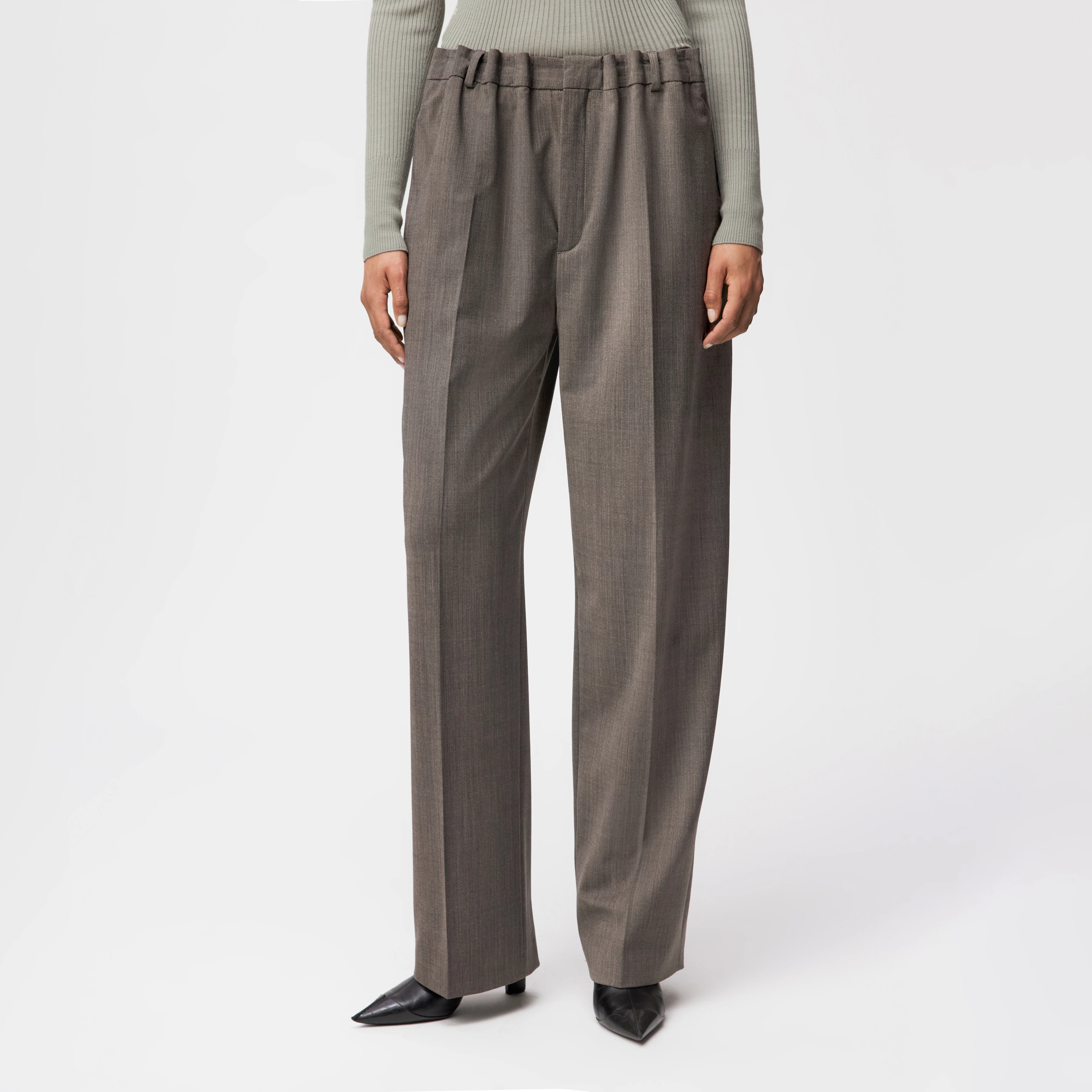 RUSTLE - Bundfaltenhose in Bi-Stretch - Damen - braun - Frontansicht