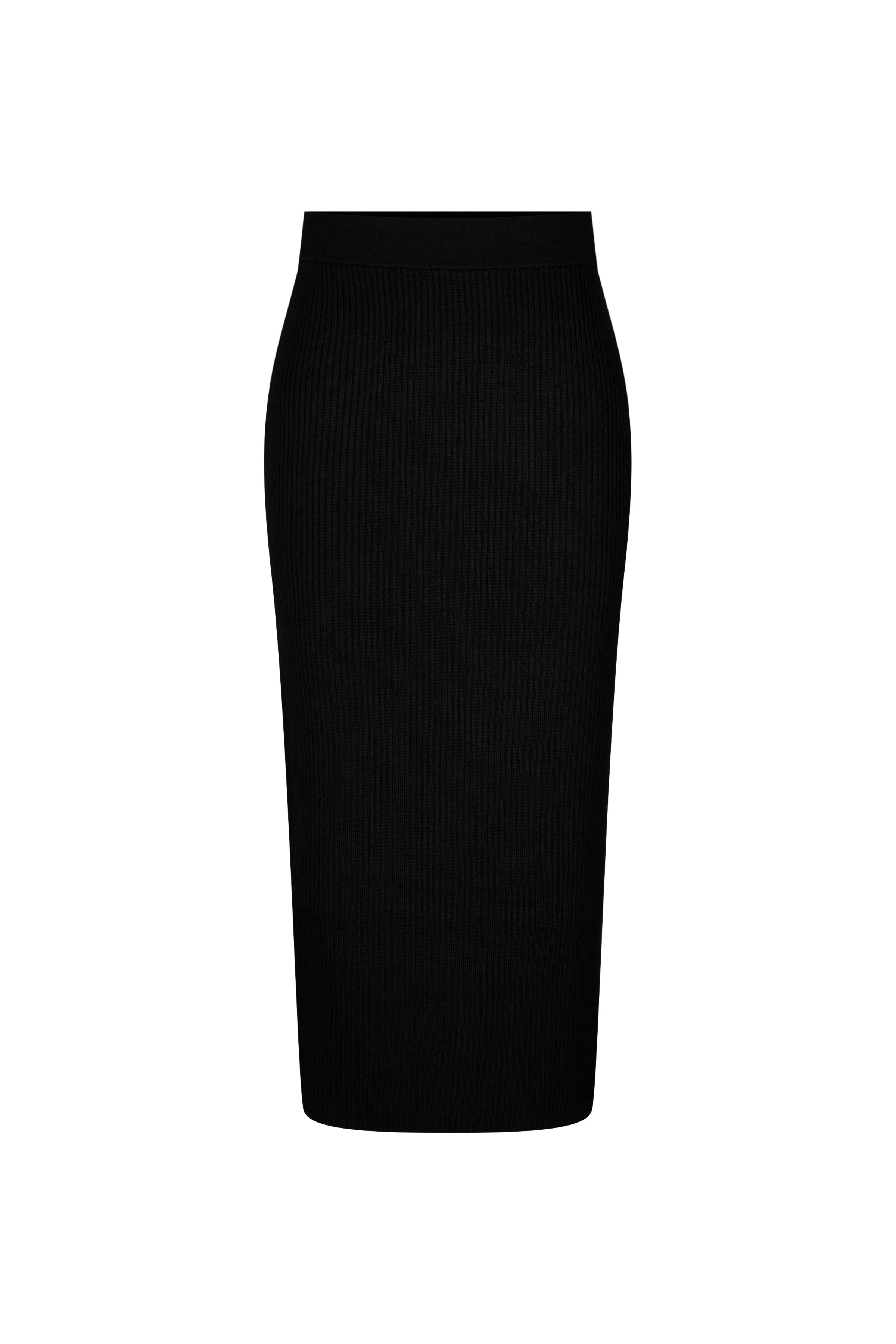 LYANNA - Knitted skirt in merino wool - women - black - Freisteller Frontansicht