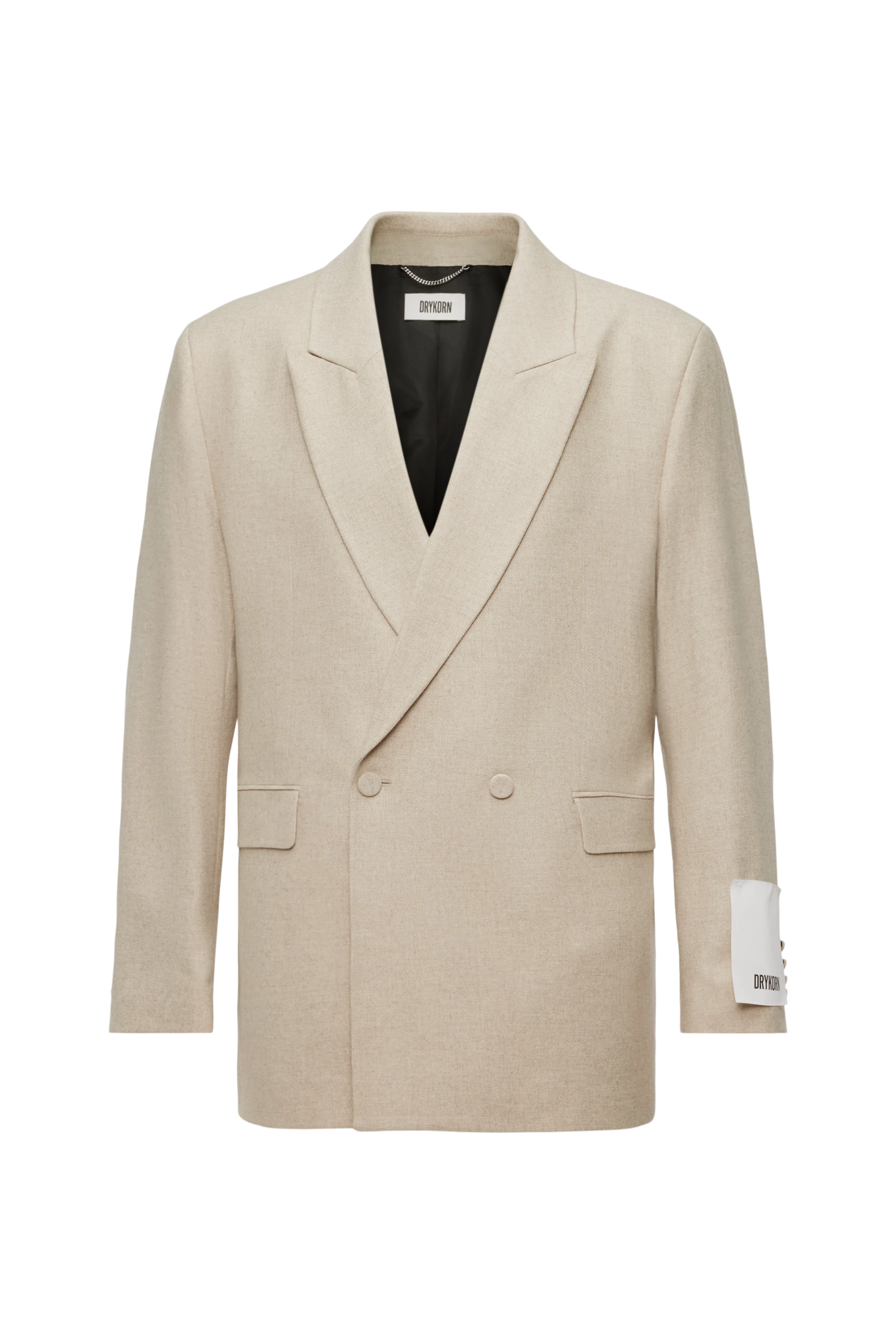 LOGEN - Zweireihiges Sakko mit Spitzkragen in softem Woll-Flanell - Herren - beige - Freisteller Frontansicht