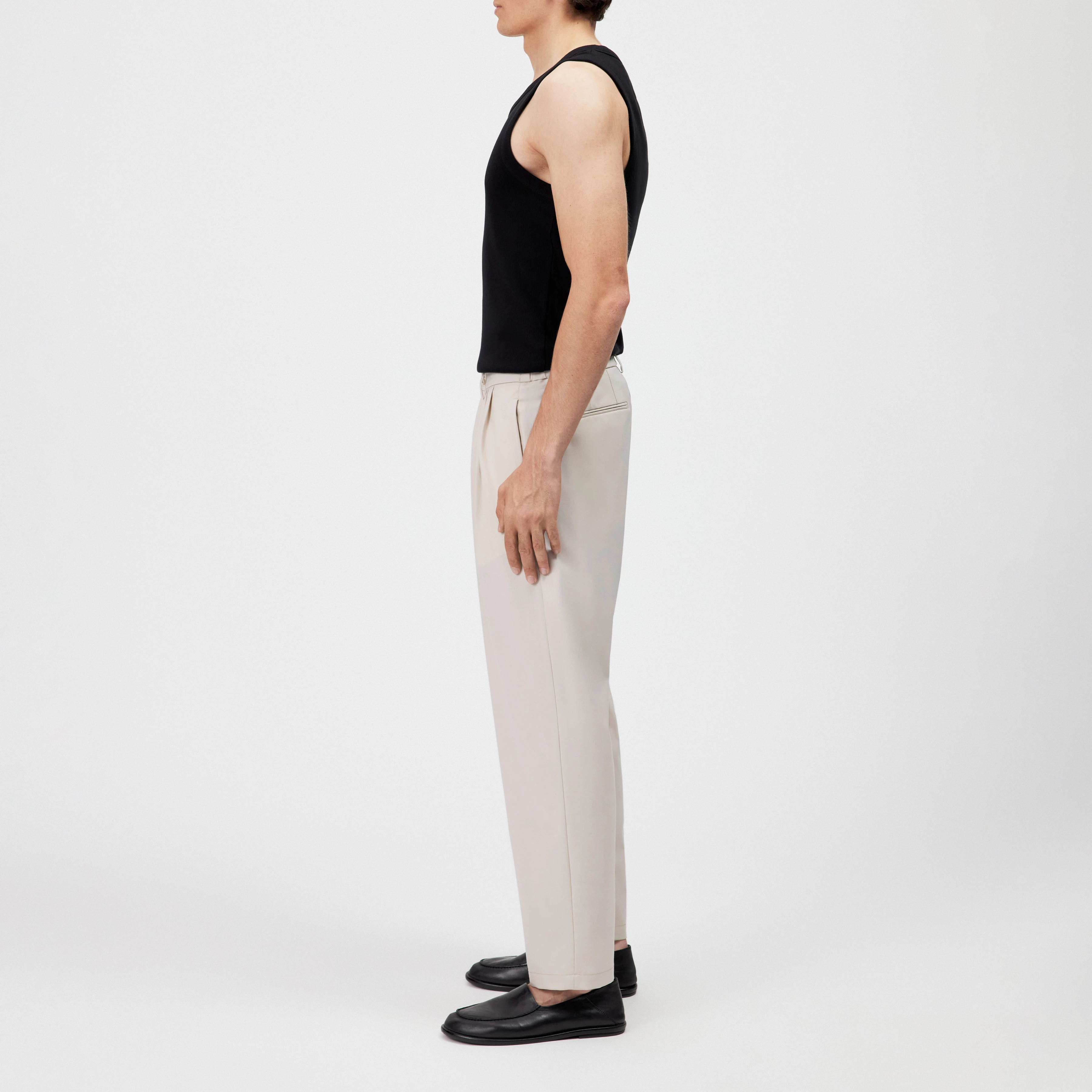 MARYKO - Pantalon ajusté en mélange de laine - men - beige - Seitenansicht