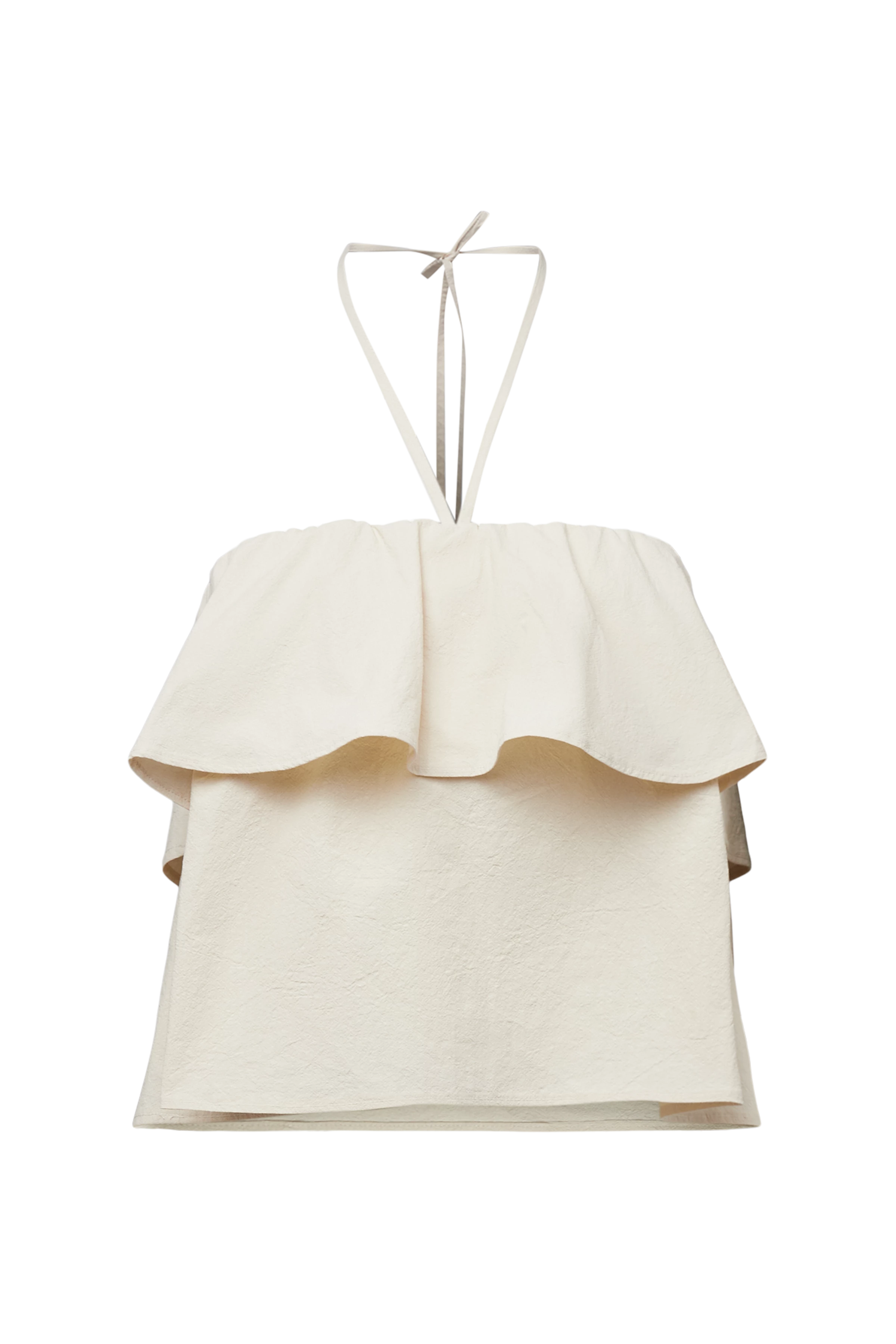 RIVANA - Cropped pure cotton bandeau blouse - women - beige - Freisteller Frontansicht