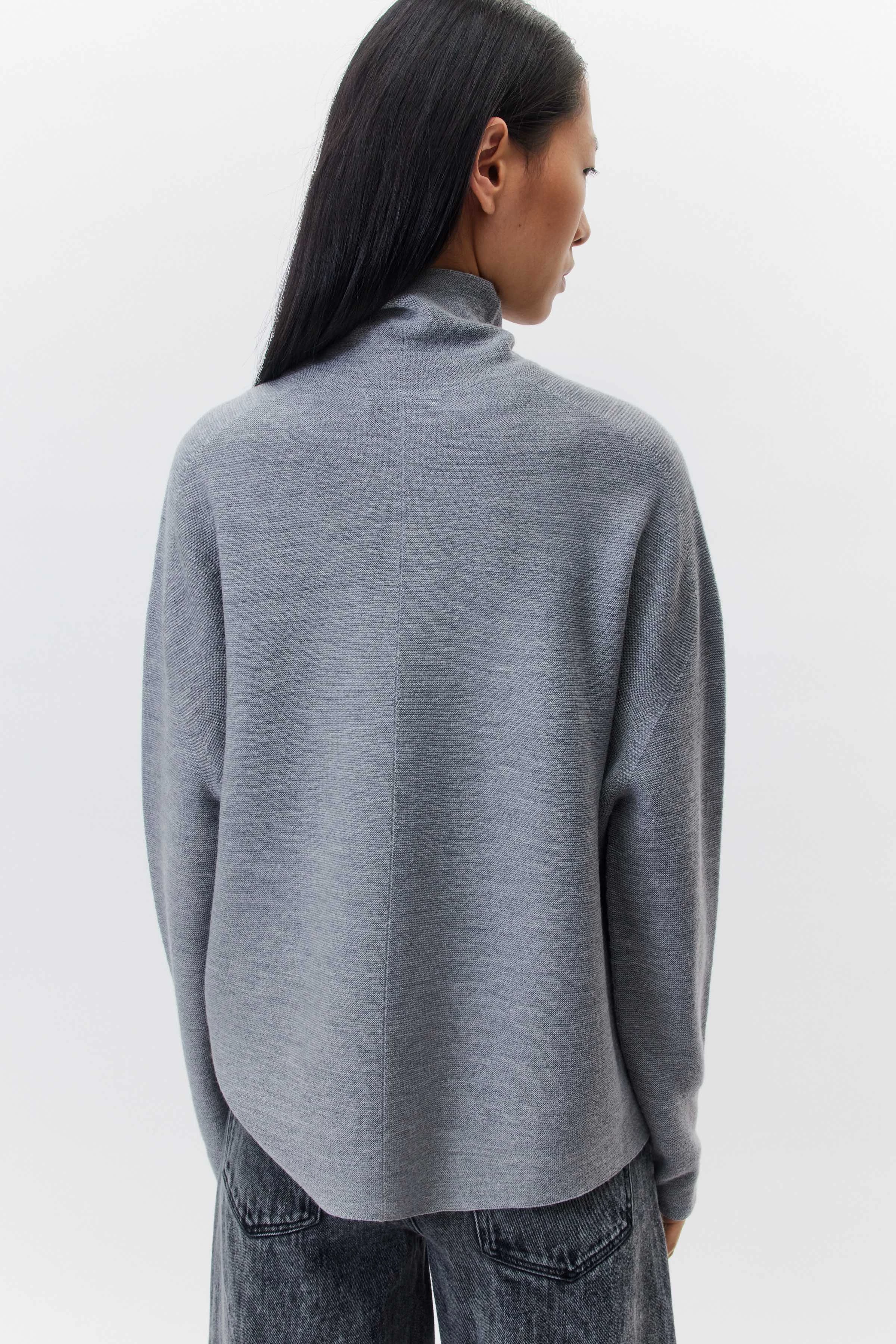 LIORA - Rollkragenpullover in Merinowolle - Damen - grau - Rückansicht