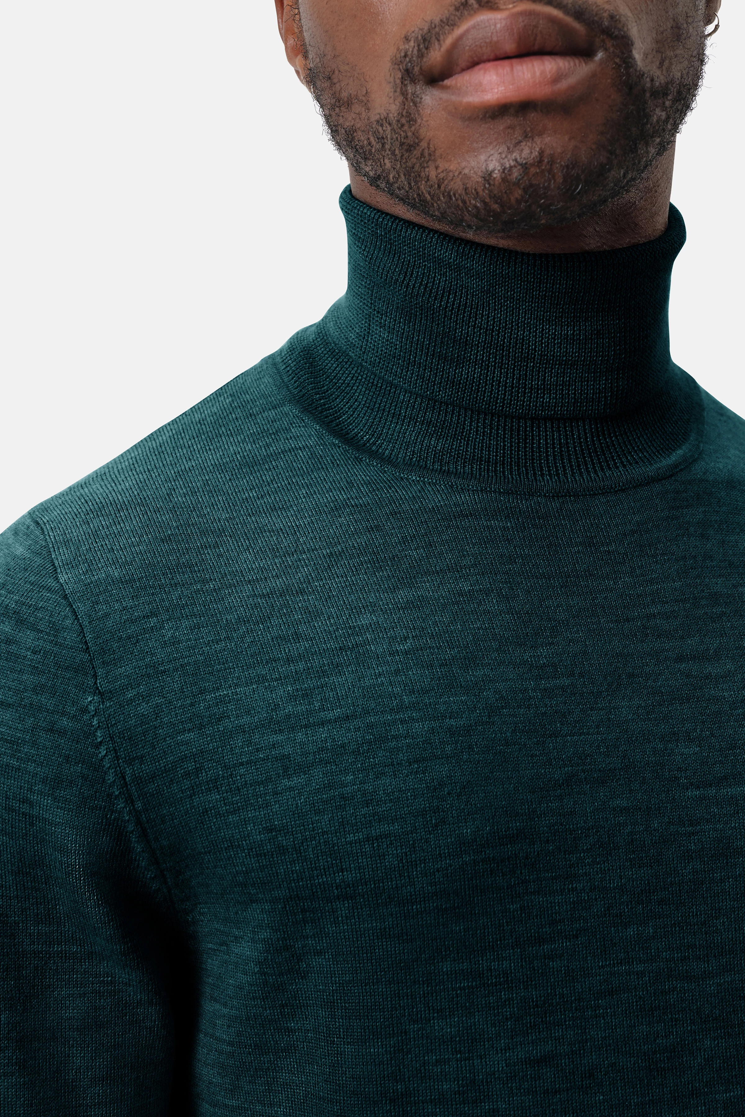 JOEY - Turtleneck sweater in merino wool - men - green - Seitenansicht