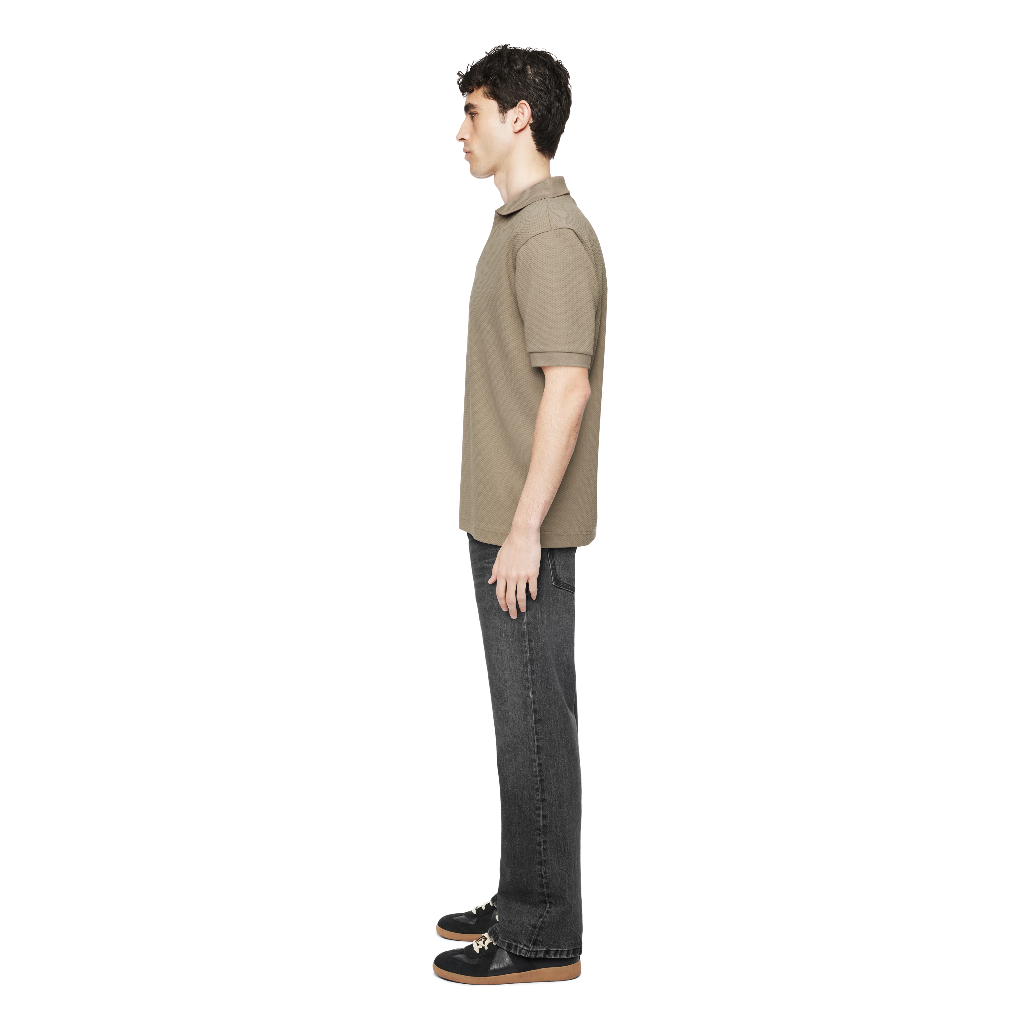 ACAYO - Casual polo in katoenmix - heren - bruin - Seitenansicht