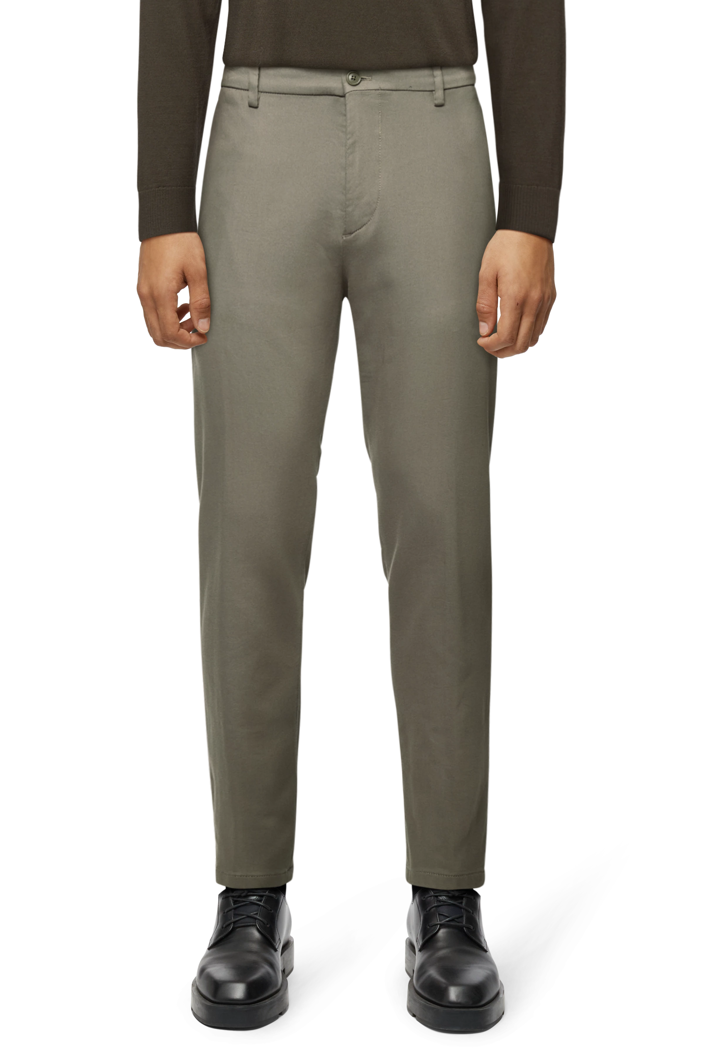 AJEND - Ready-made trousers in cotton jersey - men - green - Frontansicht
