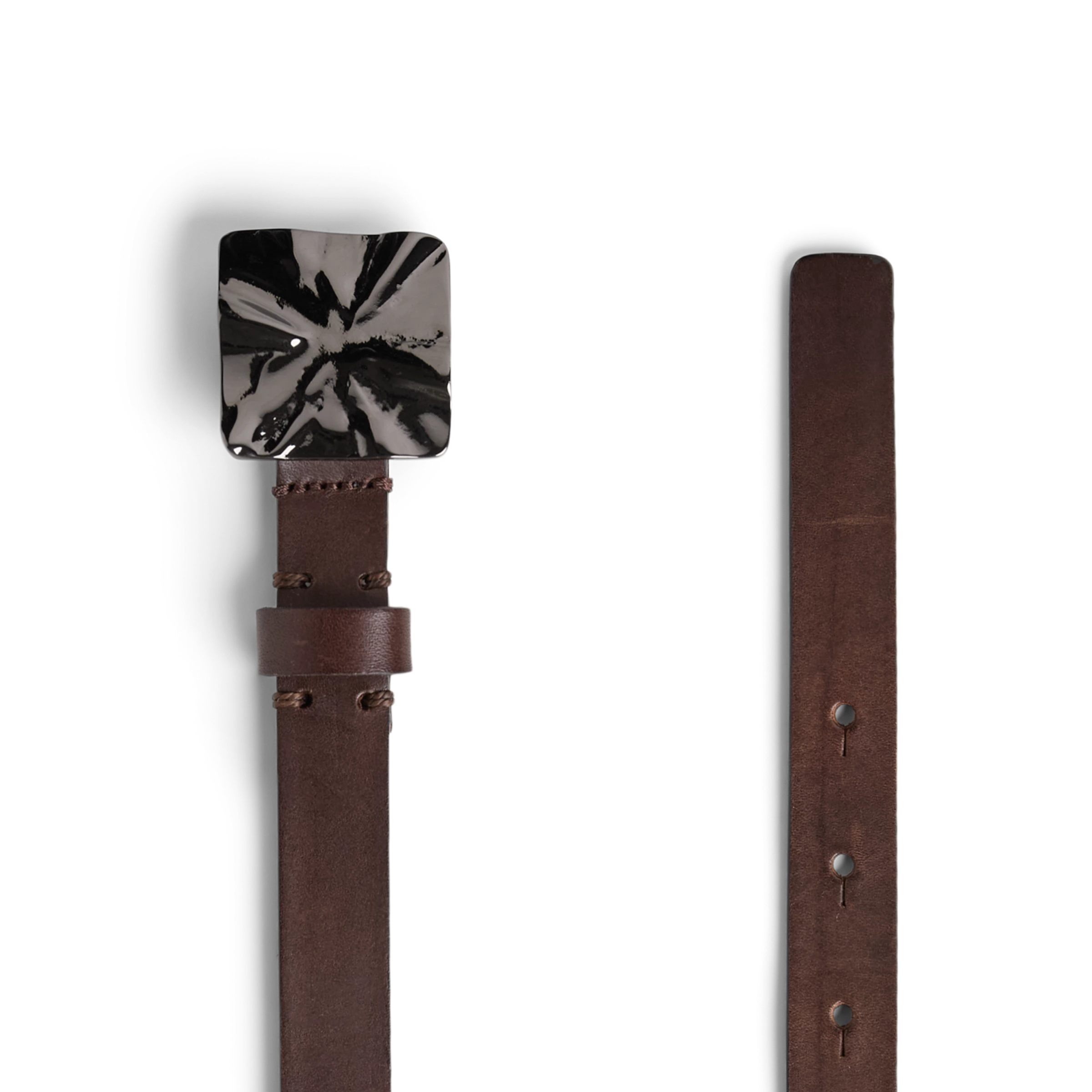 TALINE - Pure leather belt - unisex - brown - Freisteller Detailansicht