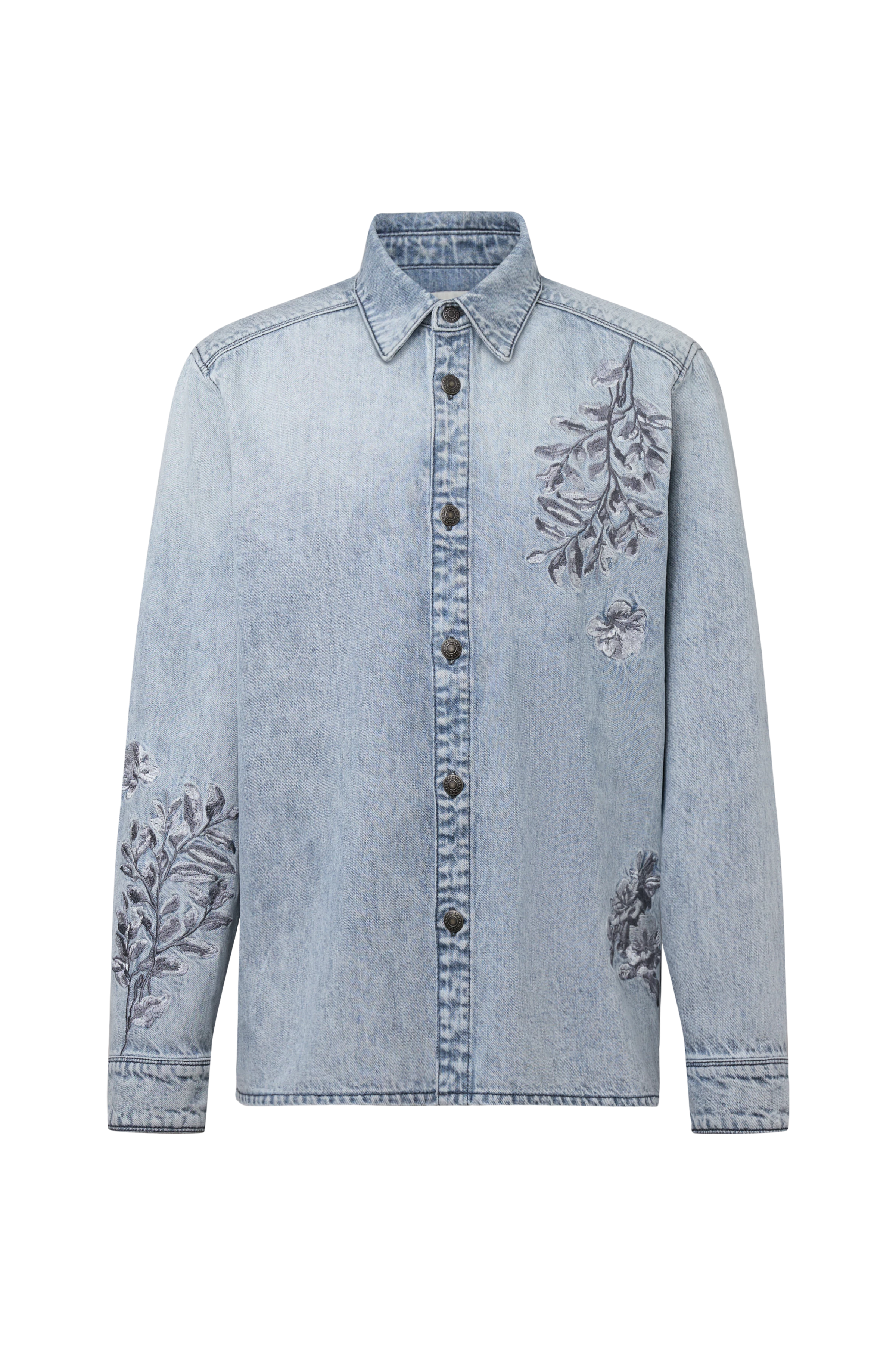 DIEGGO_1 - Denim overshirt with floral embroidery - men - blue - Freisteller Frontansicht