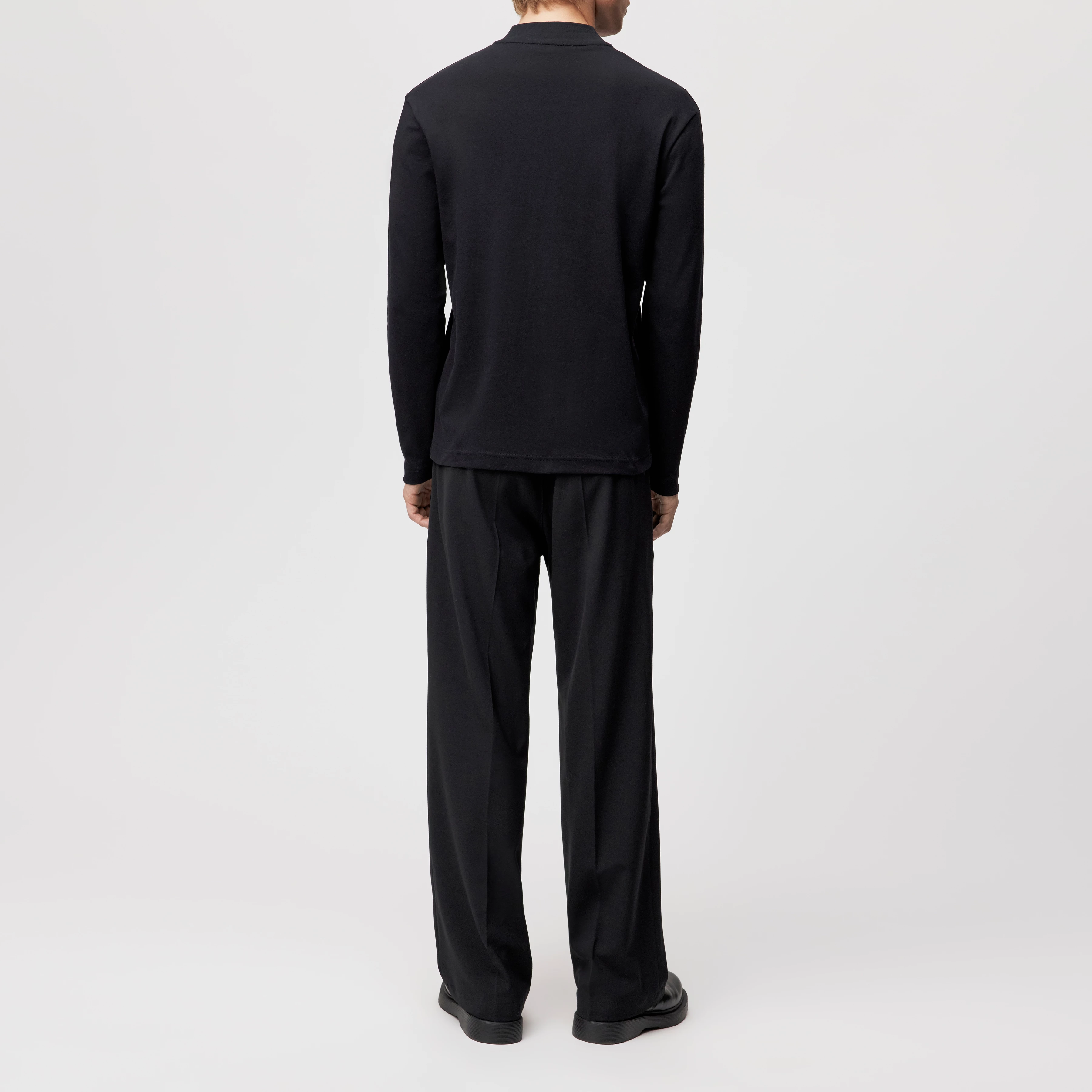 MORITZO - Longsleeve mit Stehkragen in elastischer Baumwolle - Herren - schwarz - Rückansicht