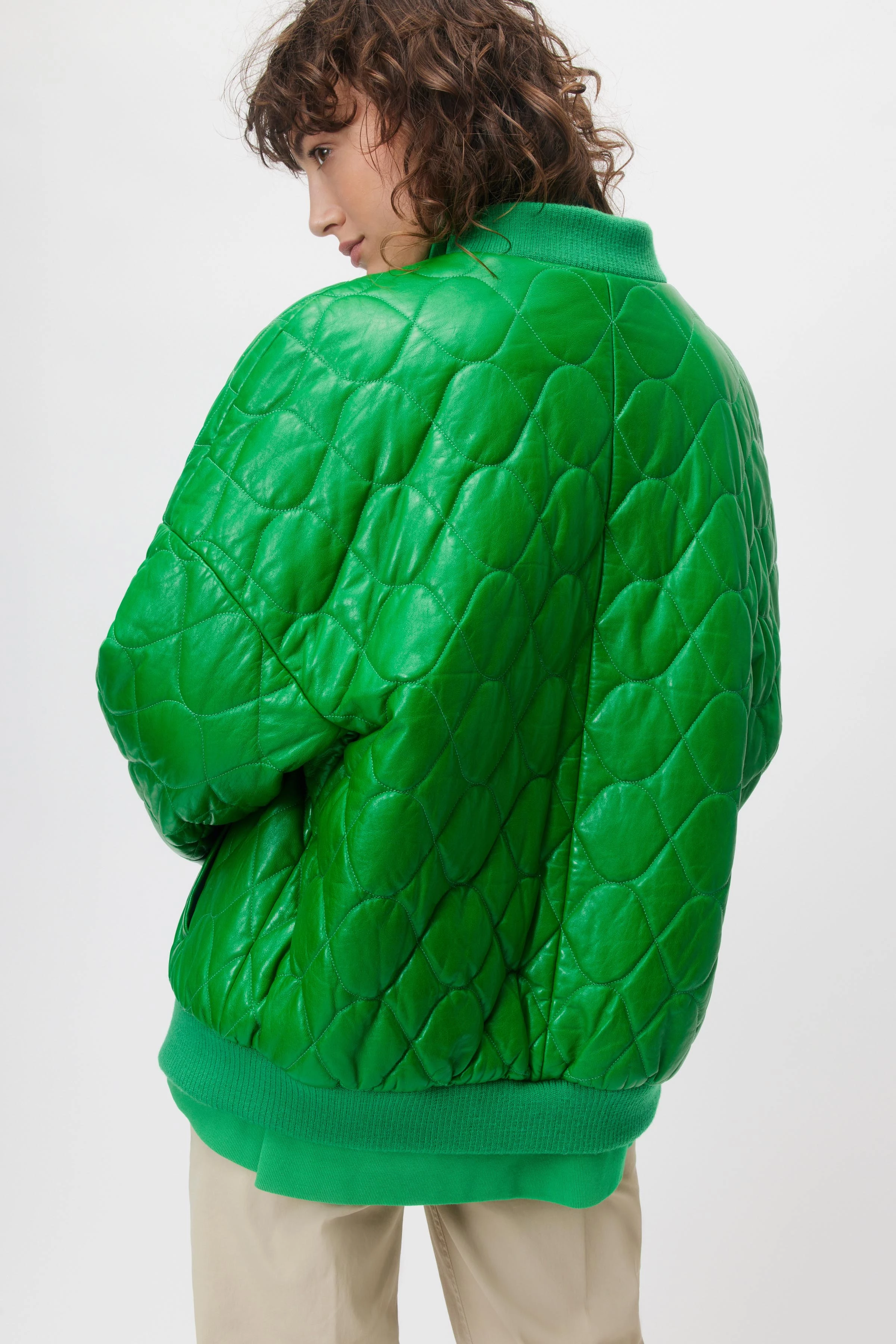 SHAND - Bomberjakke i nappalæder - women - grøn - Rückansicht