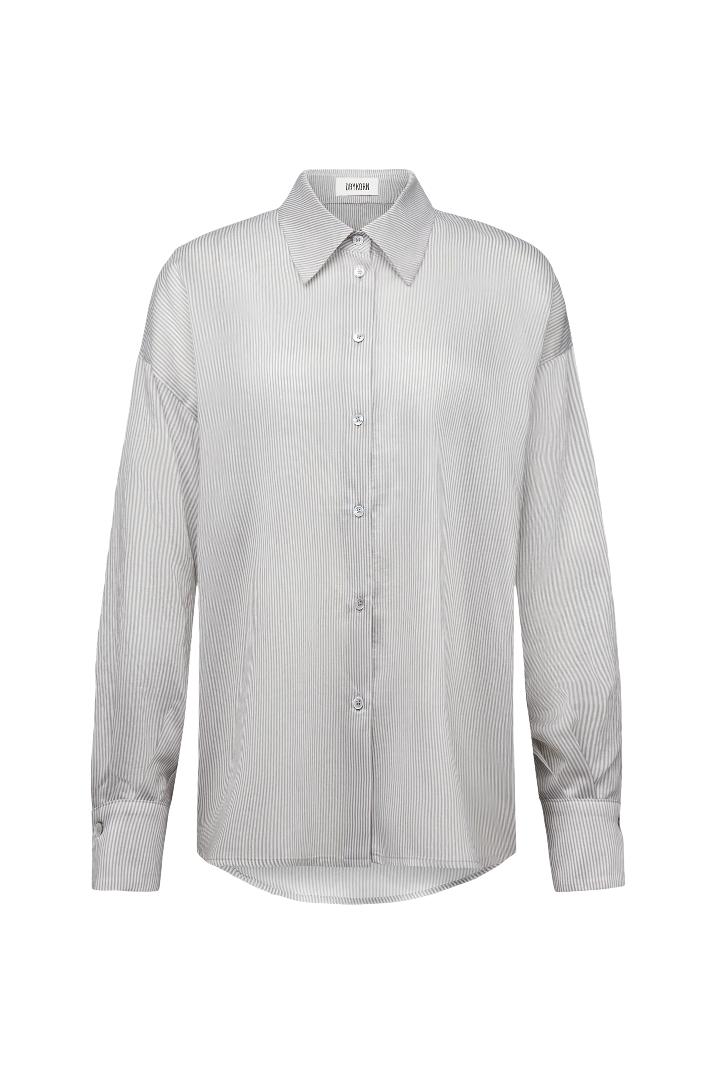 LYNDARA - Casual shirt blouse, quality stripe design. - women - beige - Freisteller Frontansicht