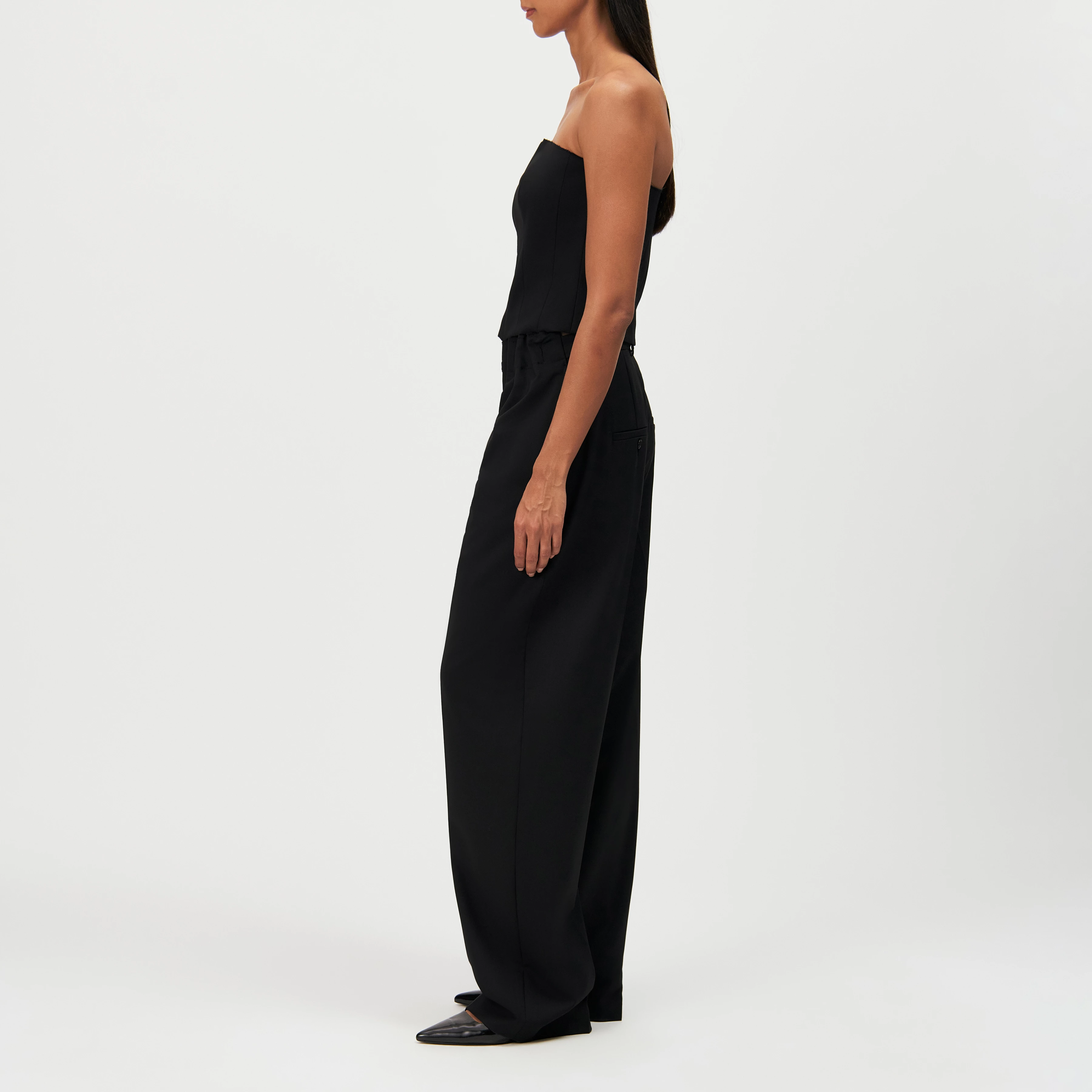 ELIDE - Wide pleated wool trousers - women - black - Seitenansicht