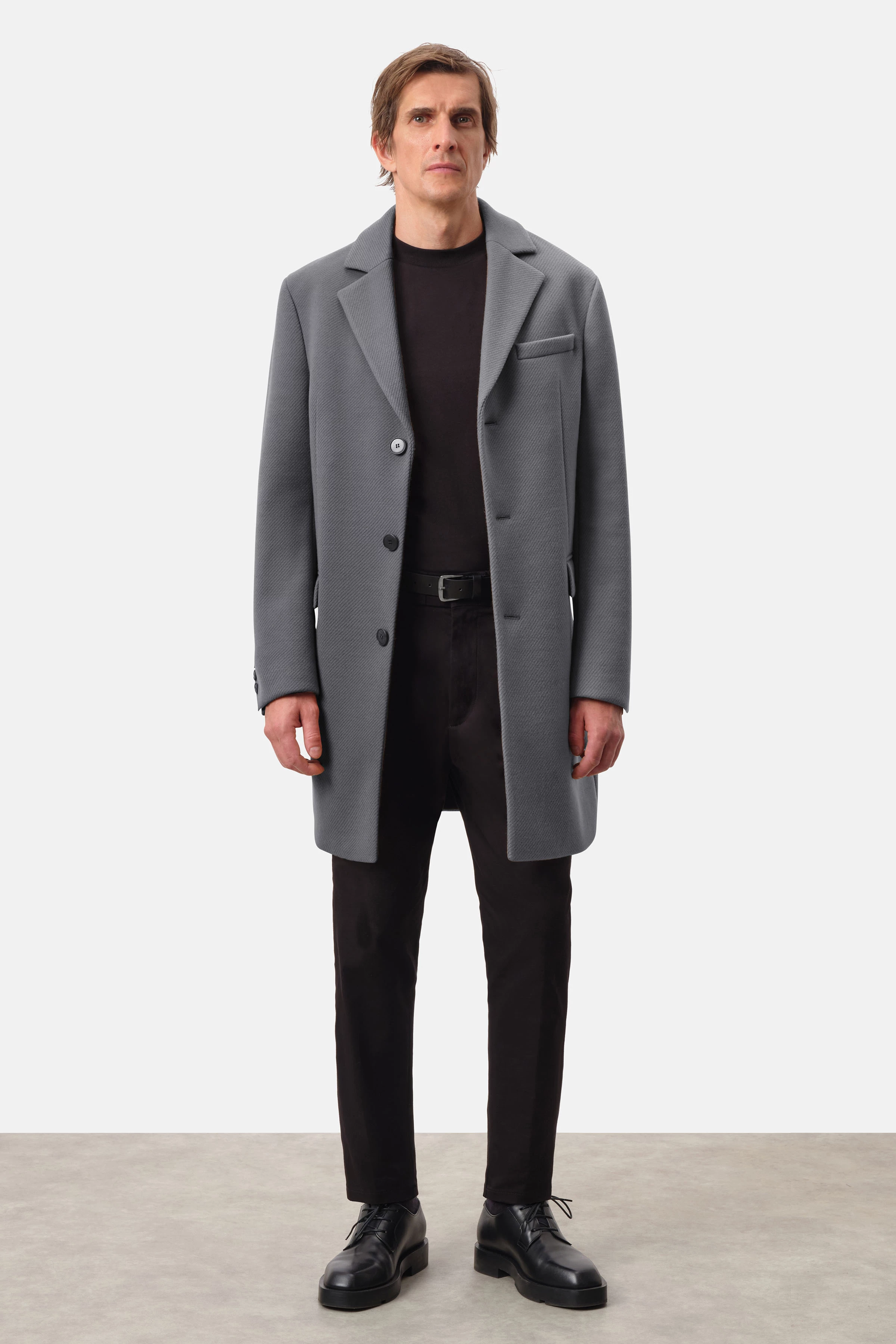 LUGO_2 - Reversmantel in winterlichem Woll-Mix - Herren - grau - Ganzkörper-Frontansicht