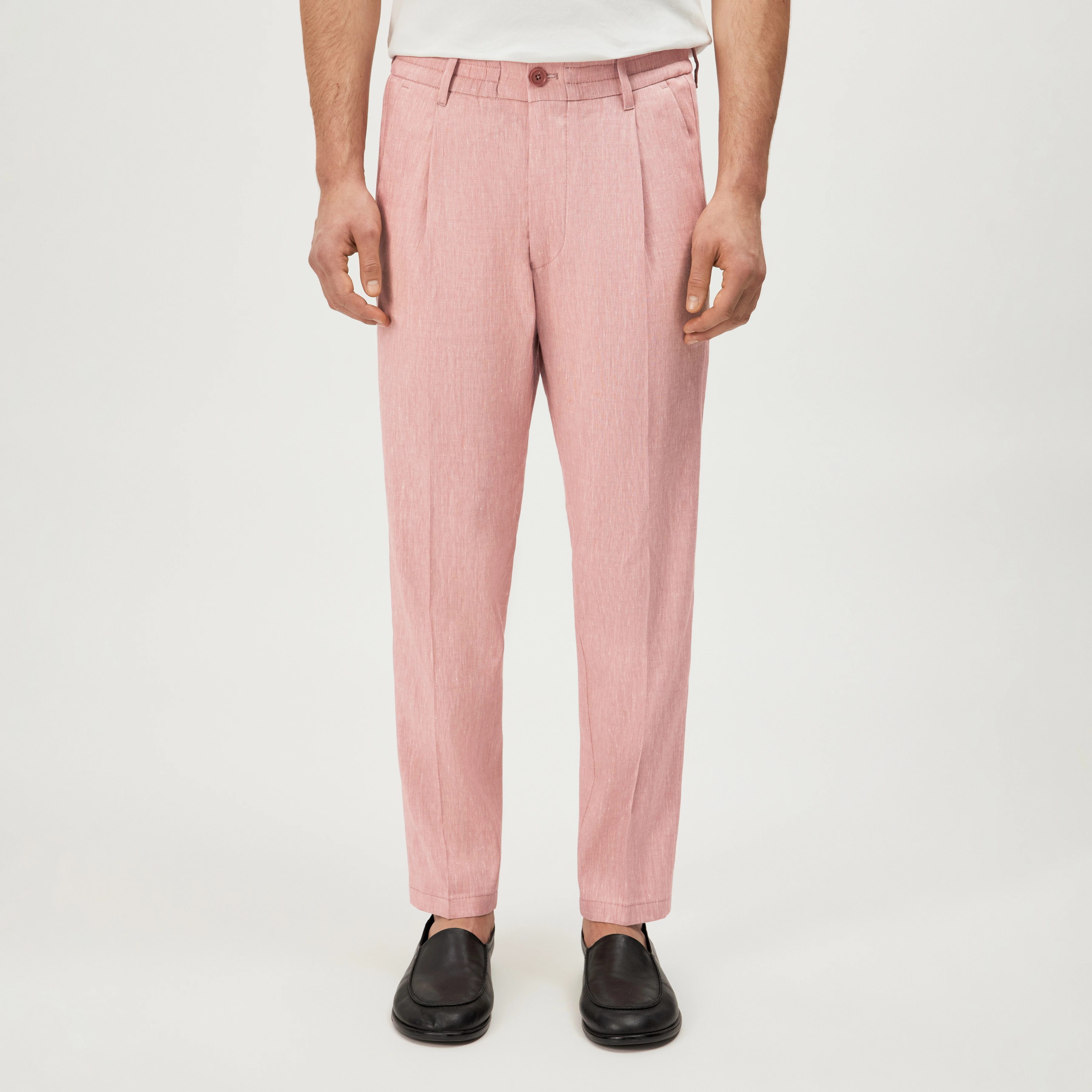 CHASY - Casual bukser med læg i hørmix - men - orange - Frontansicht