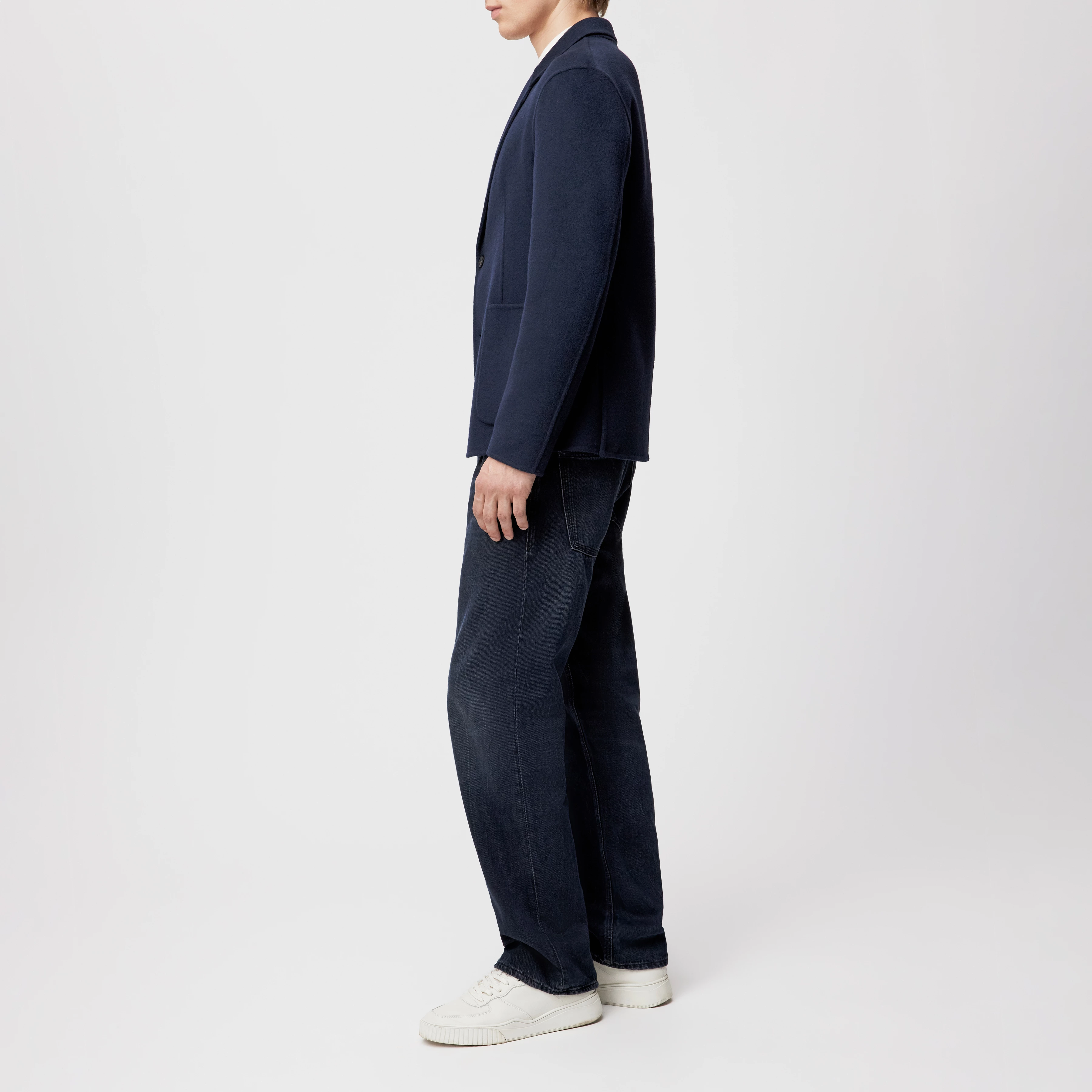 MARLS_DF - Enkelsluitend colbert in wollen doubleface - heren - blauw - Seitenansicht