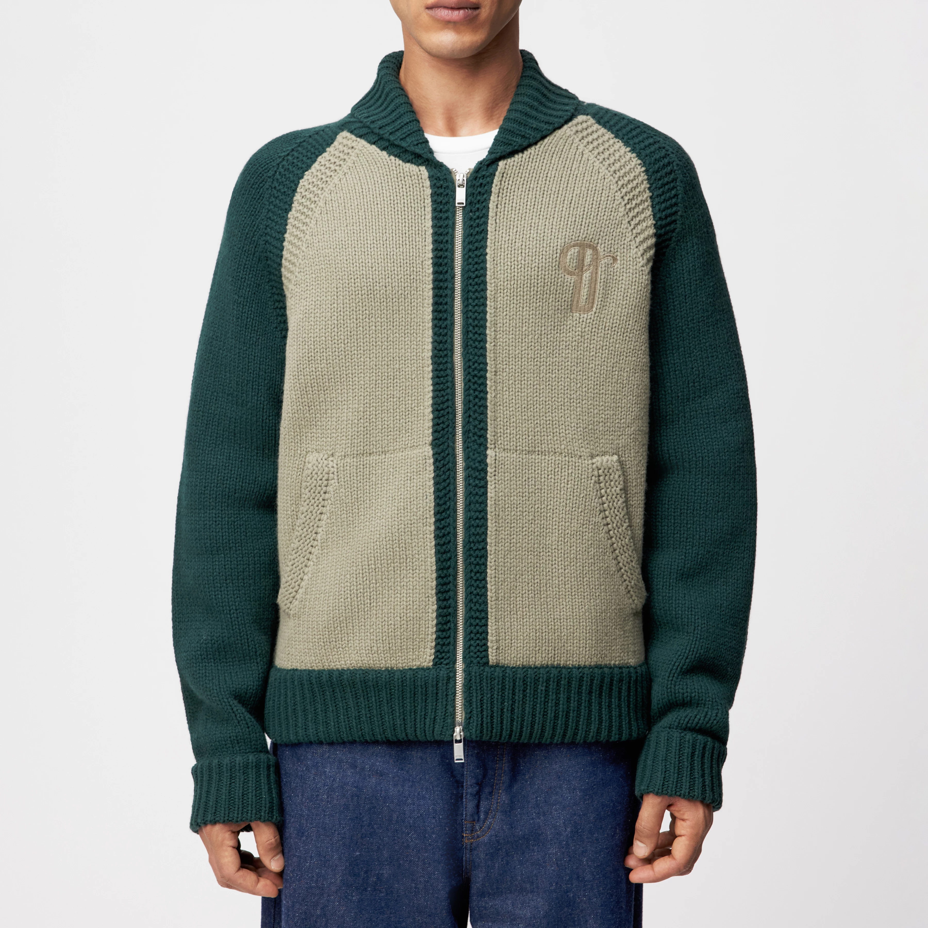 LAKYN - Strickjacke in Lammwolle - Herren - grün - Frontansicht