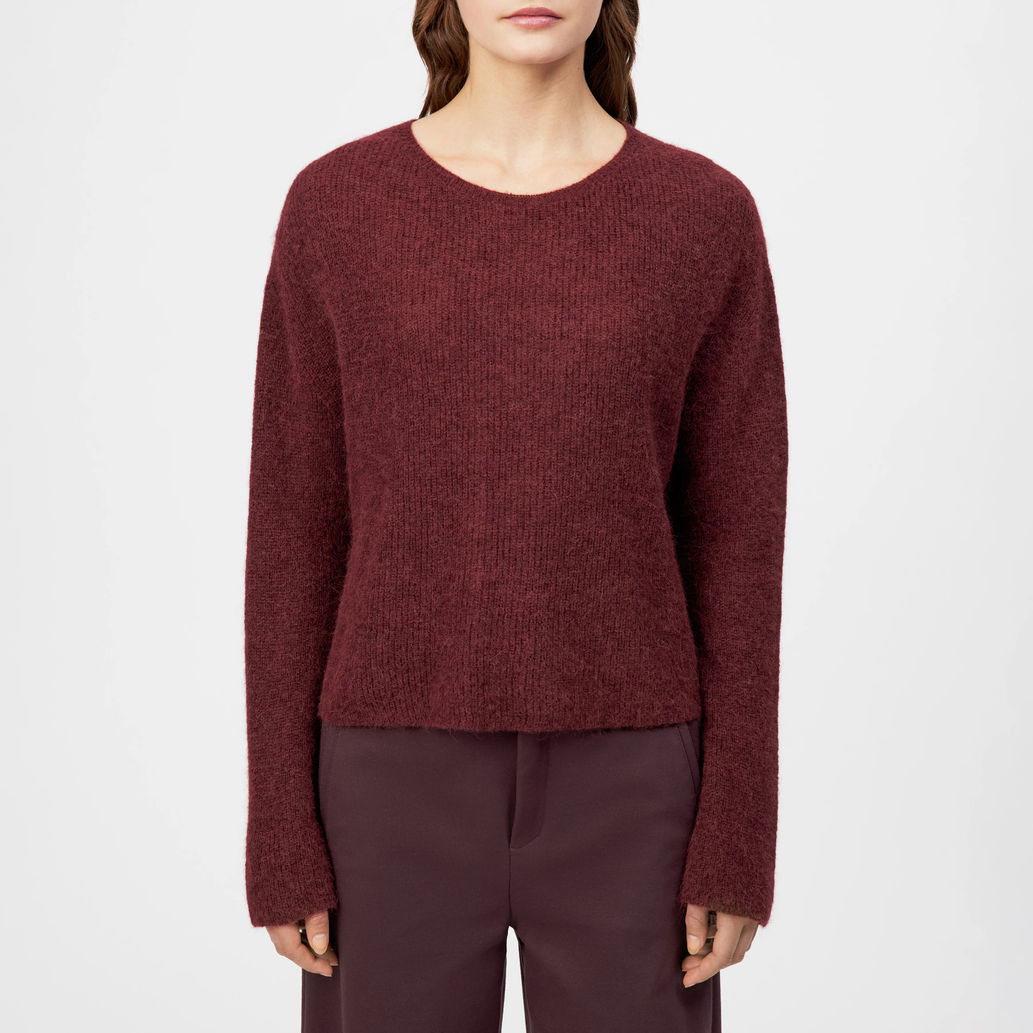 IMENY - Pull court en mélange luxueux d'alpaga Suri - women - rouge - Frontansicht
