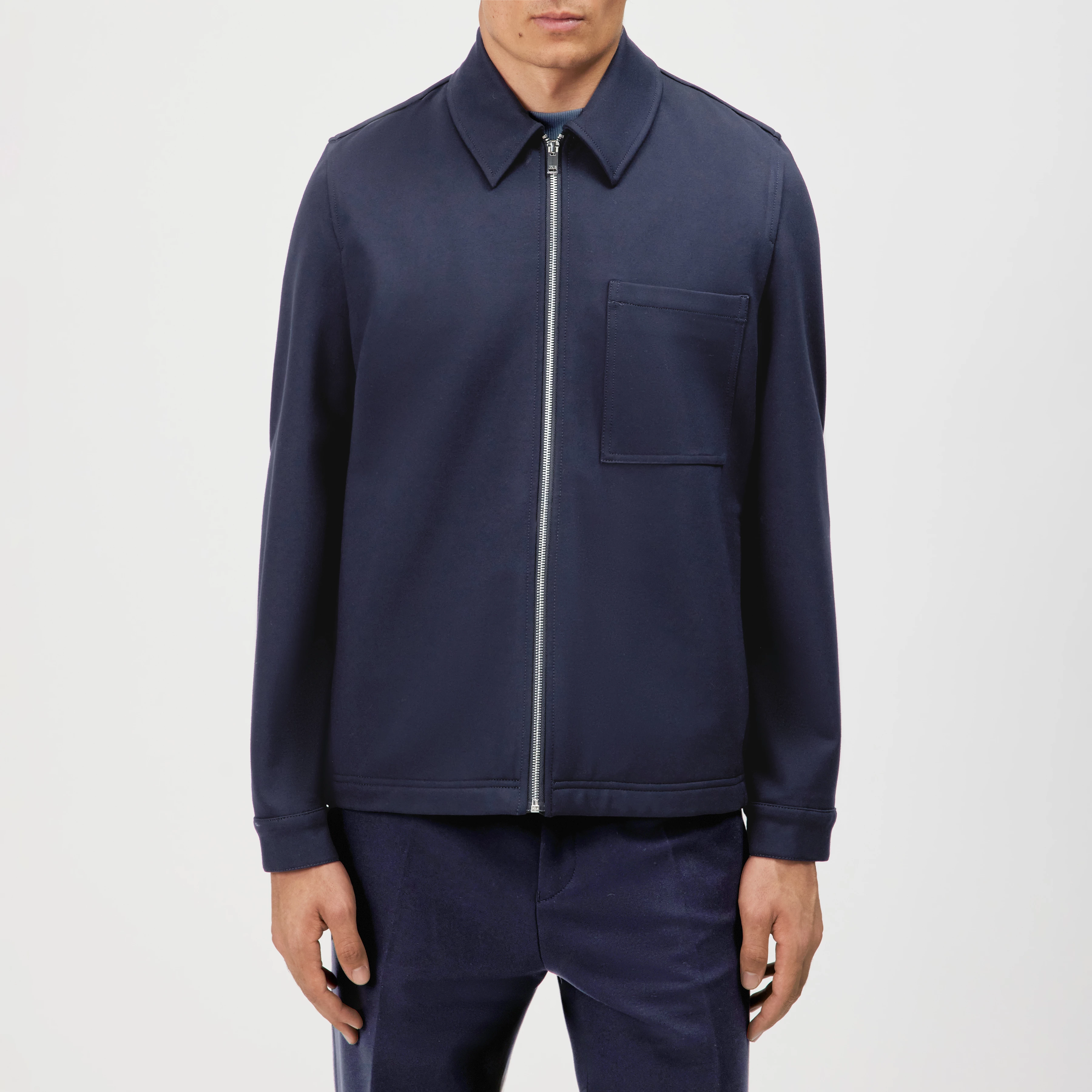 JERSON - Regular Fit Zip-Jacke mit Umlegekragen - Herren - blau - Frontansicht