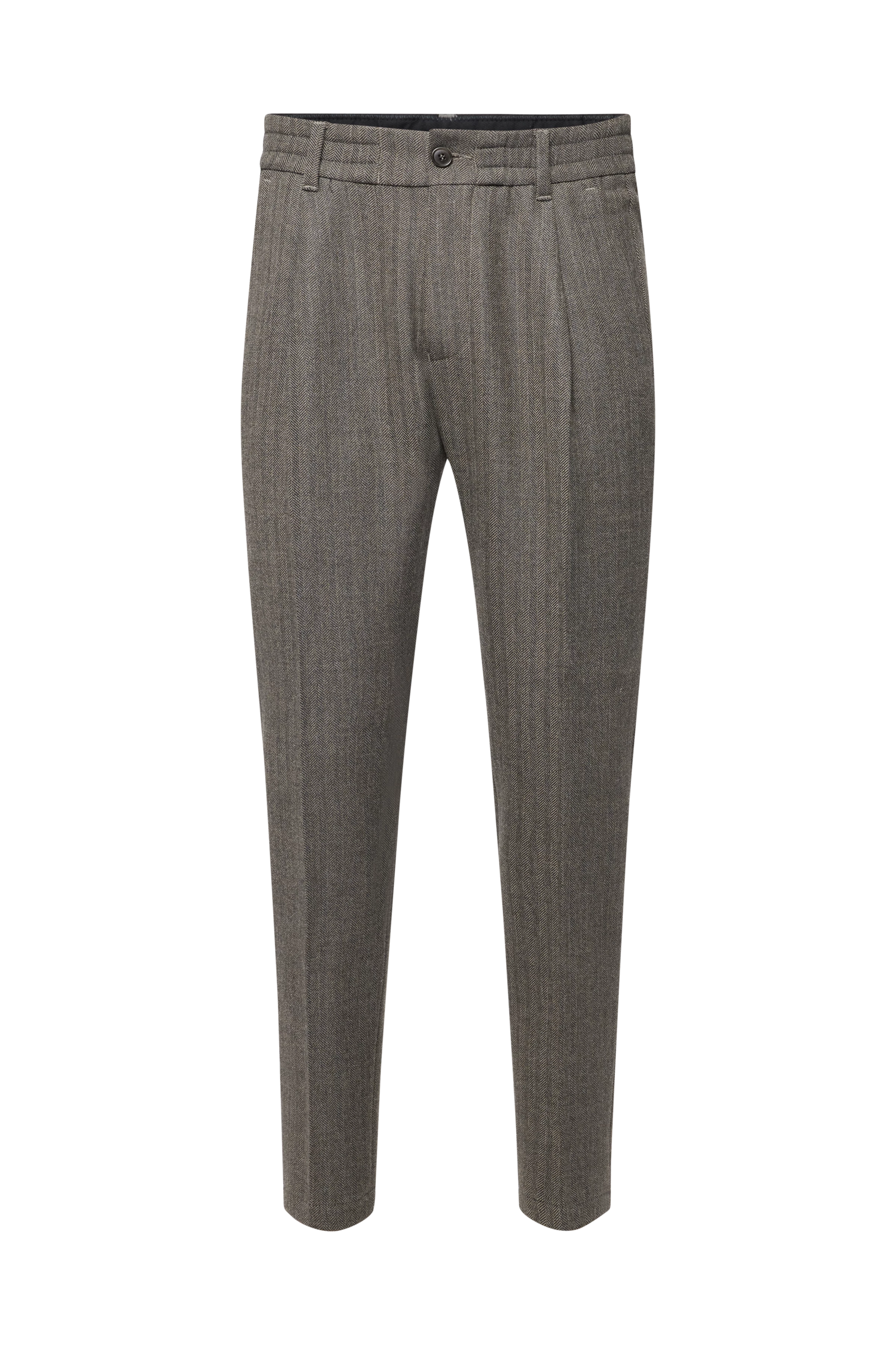 CHASY - Pantalon casual à pinces en flanelle Herringbone - men - marron - Freisteller Frontansicht