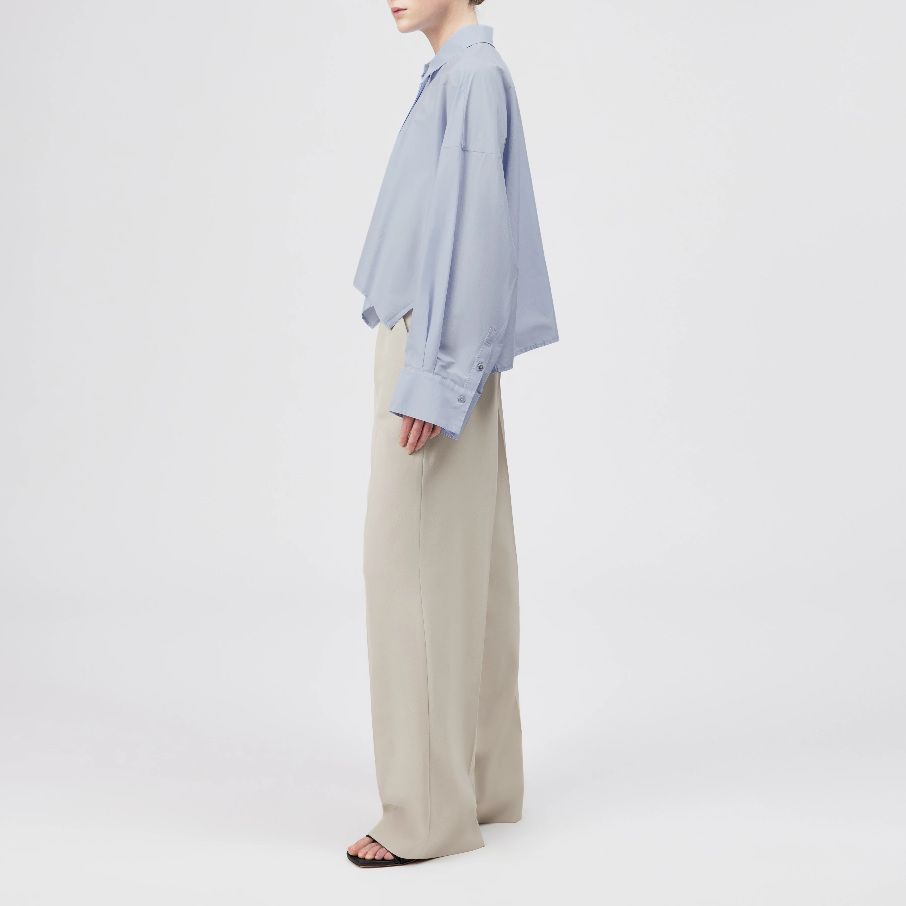 OSHIA - Oversized shirt blouse in poplin - women - blue - Seitenansicht