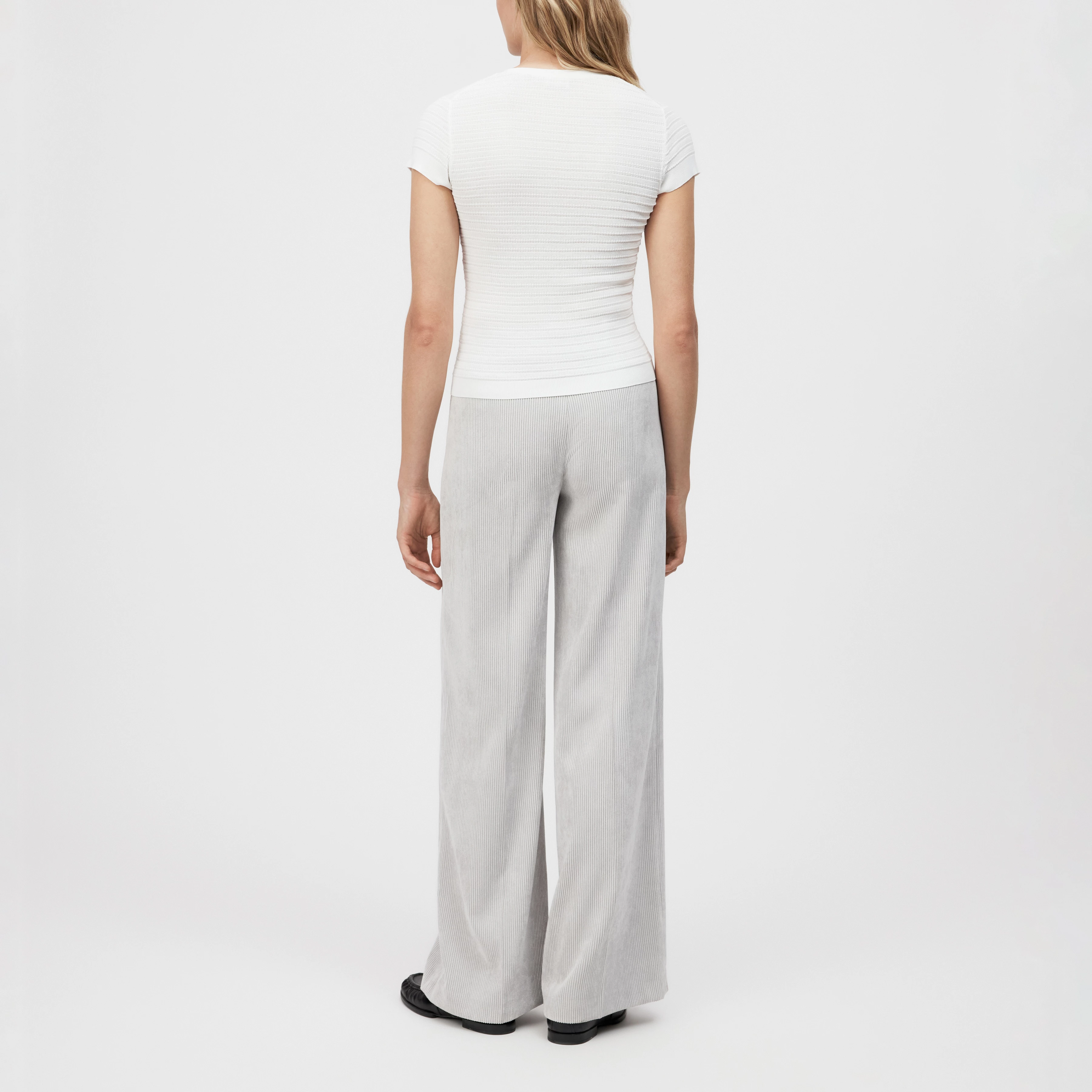 ALKUNA - Knitted T-shirt in mercerised cotton - women - white - Rückansicht