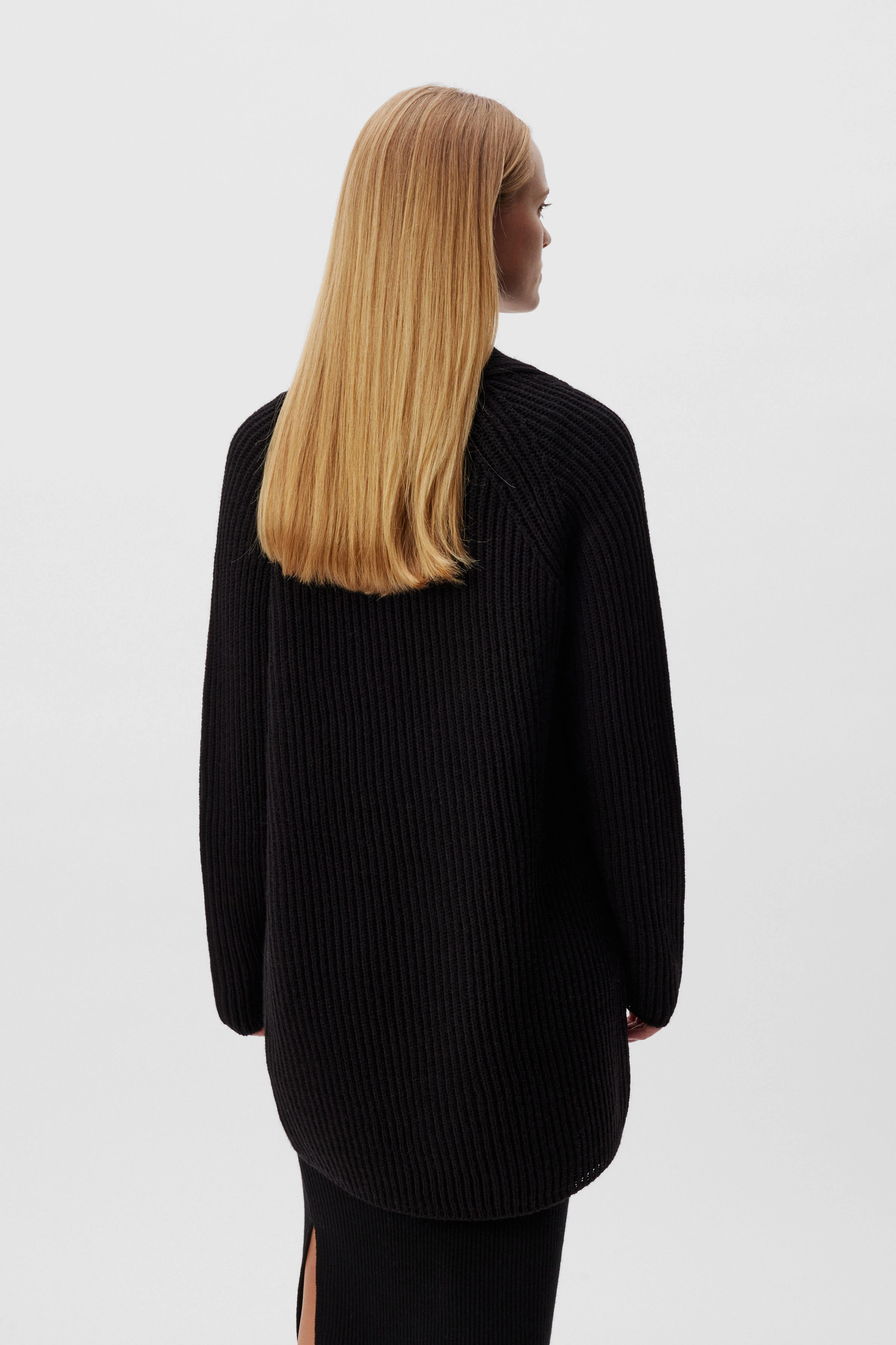 BLUMA - Strickjacke in Woll-Alpaka-Mix - Damen - schwarz - Rückansicht