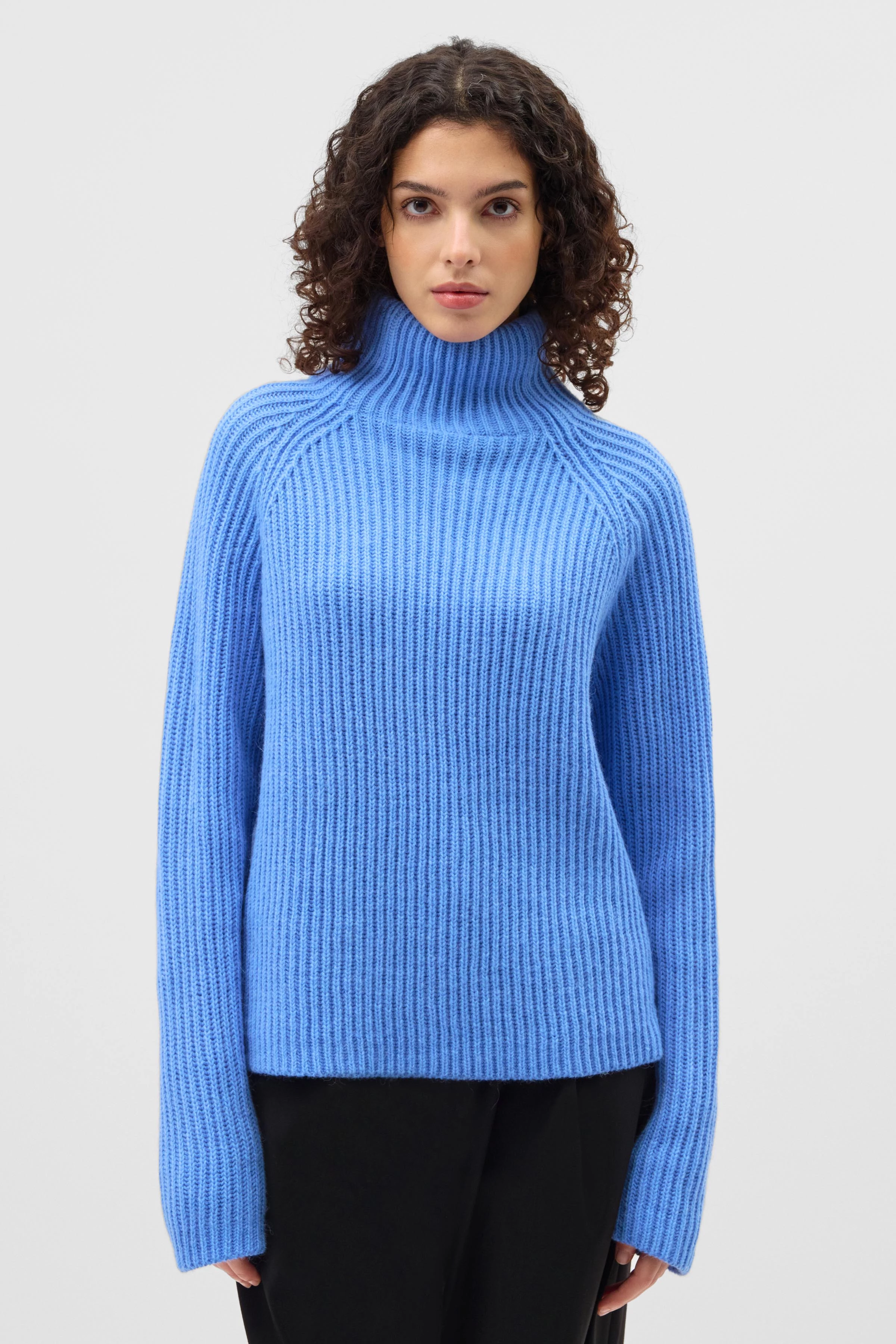 ARWEN - Alpaca wolmix coltrui - dames - blauw - Frontansicht