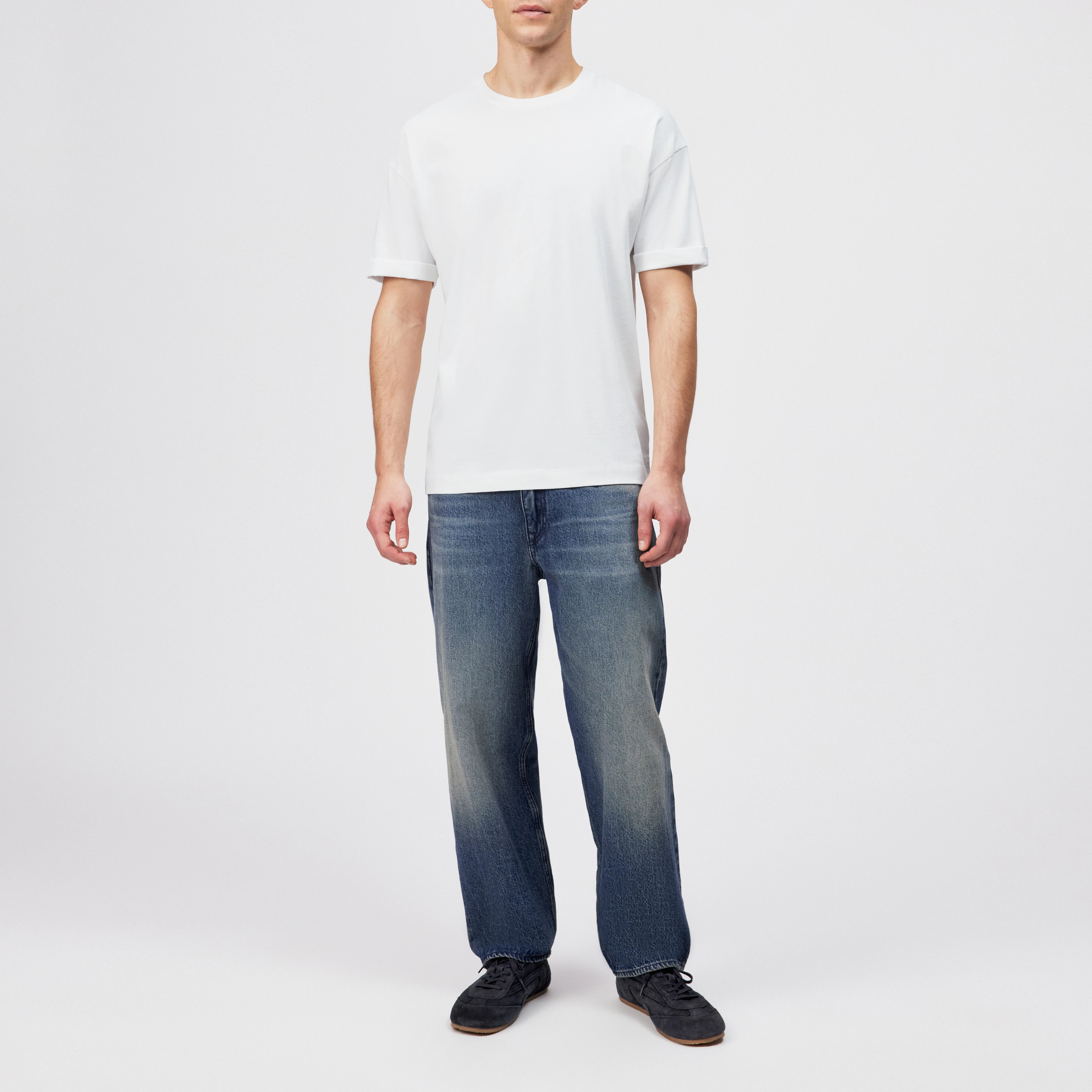 THILO - Relaxed Fit T-Shirt in reiner Baumwolle - Herren - weiß - Ganzkörper-Frontansicht