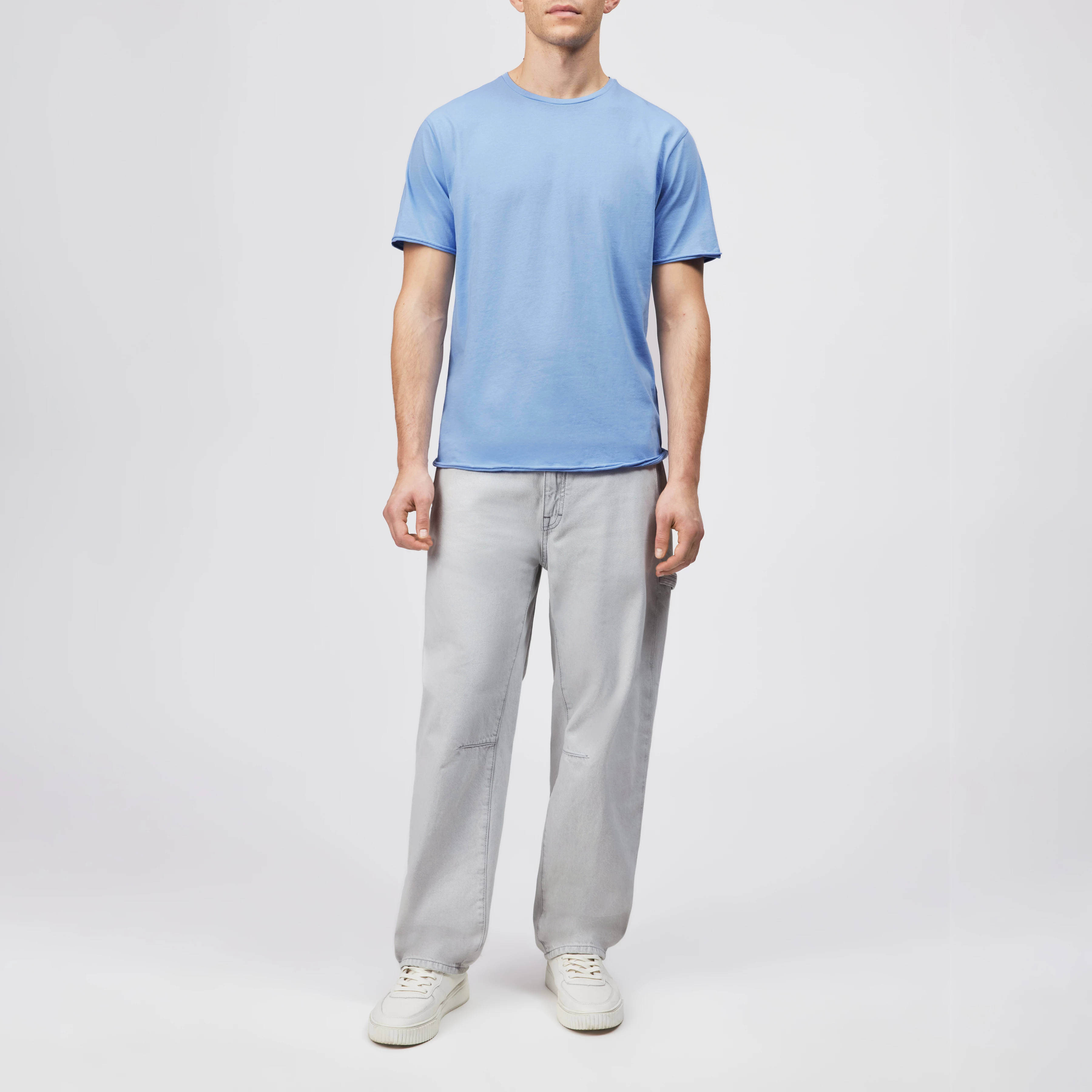 KENDRICK_2 - T-shirt in pure cotton - men - blue - Ganzkörper-Frontansicht