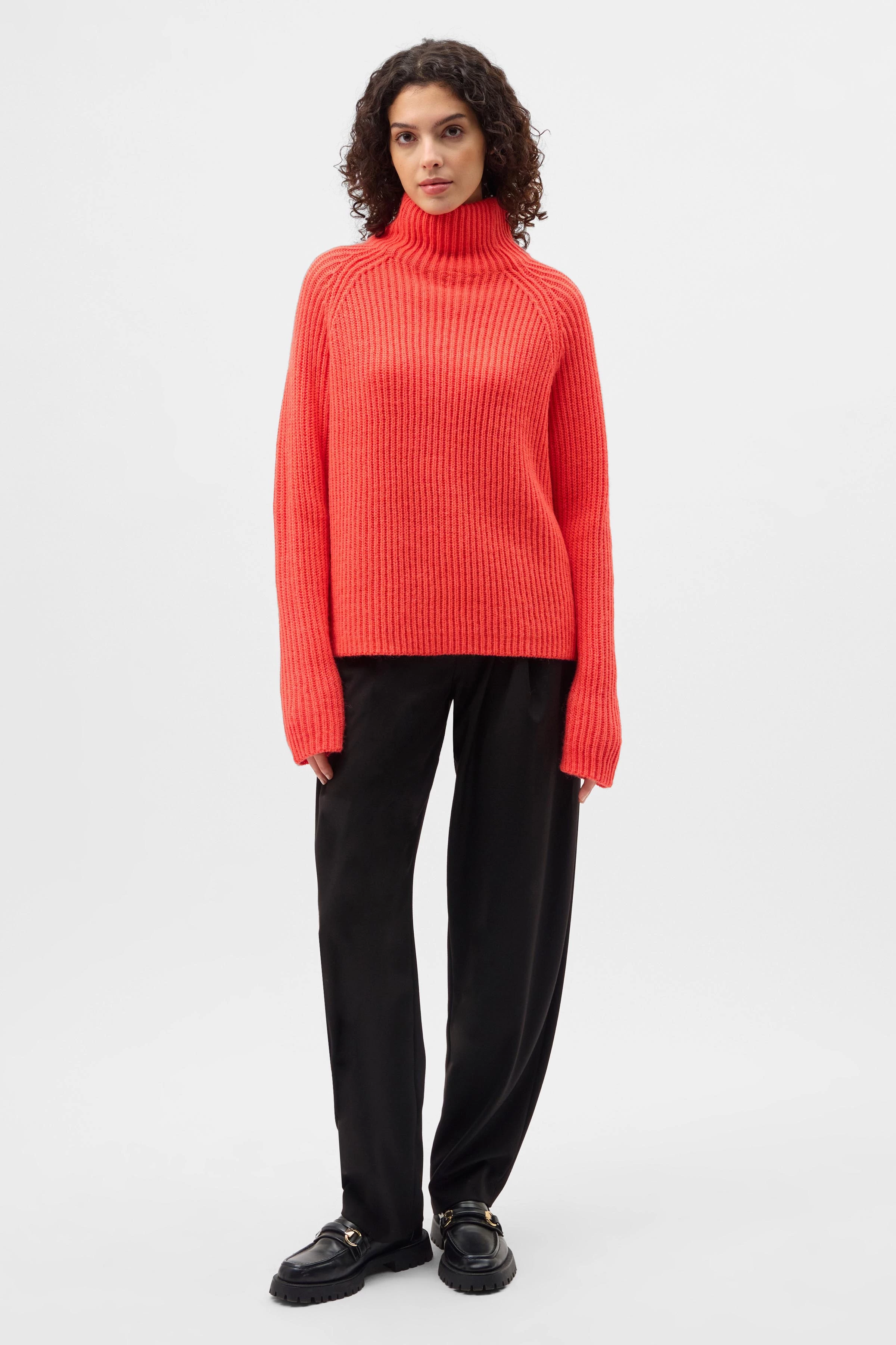 ARWEN - Coltrui van alpacawolmix - dames - oranje - Ganzkörper-Frontansicht