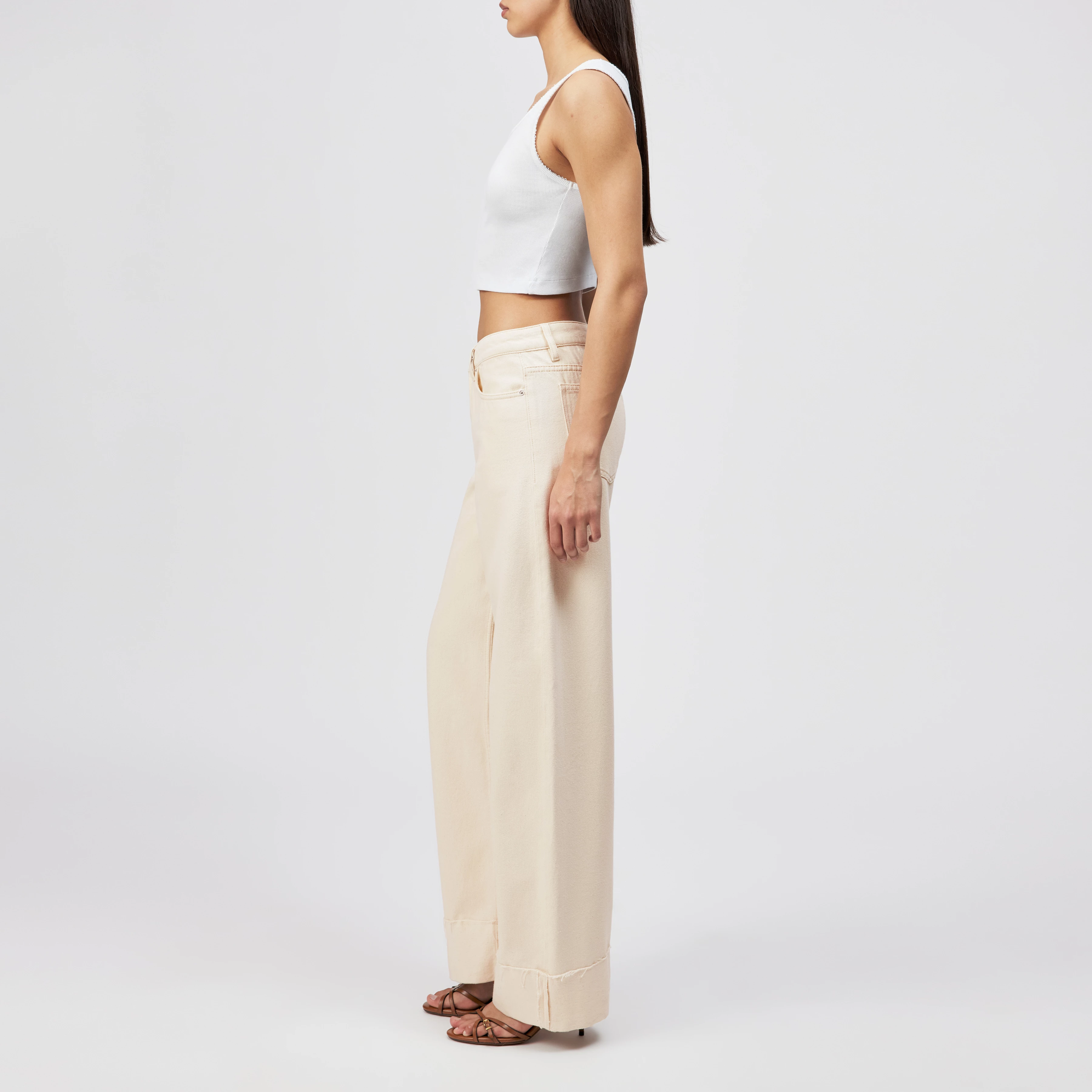 MEDLEY_2 - Mid-waist jeans in pure cotton - women - metal - Seitenansicht