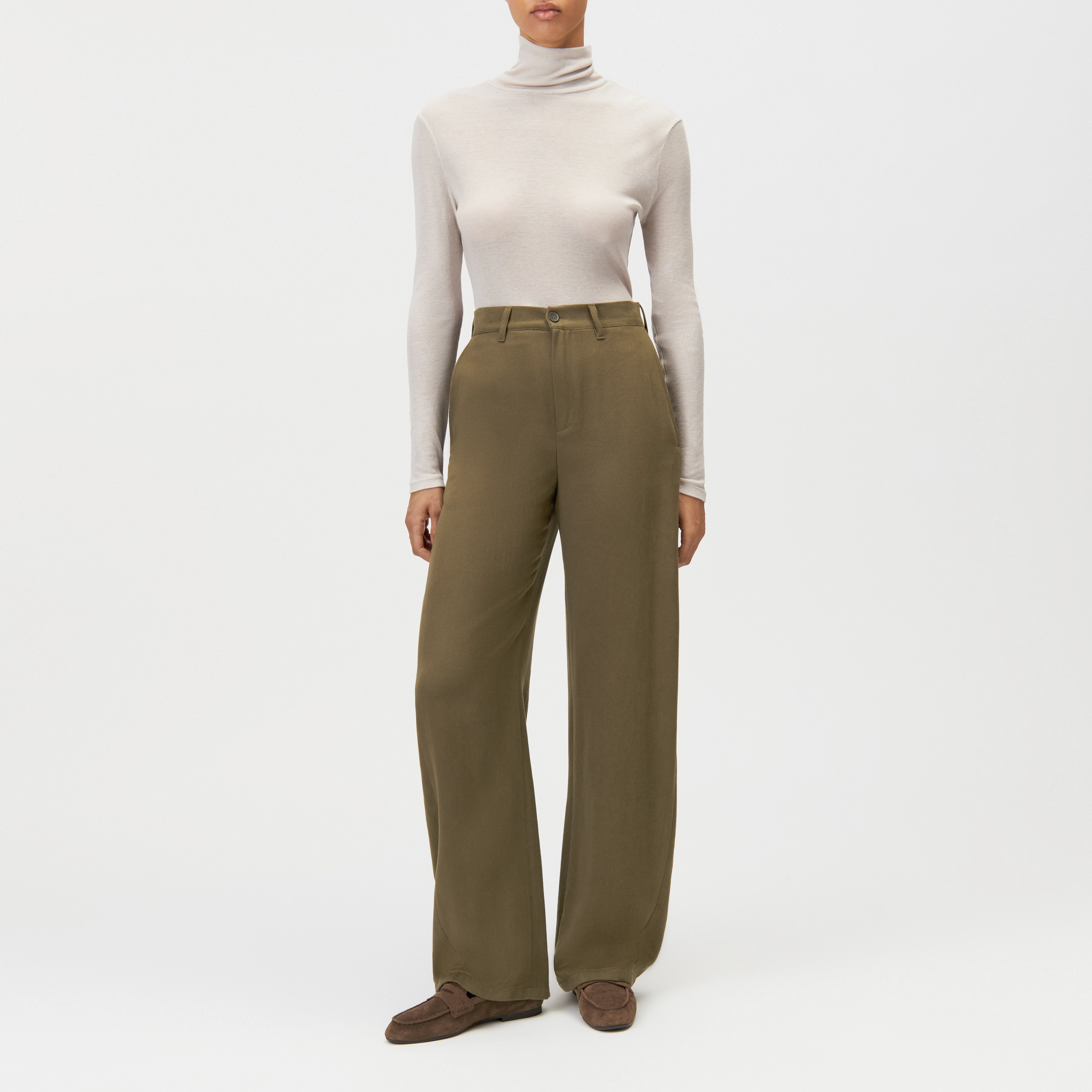 RECEIVE - Pantalon ample coupe décontractée - women - vert - Ganzkörper-Frontansicht