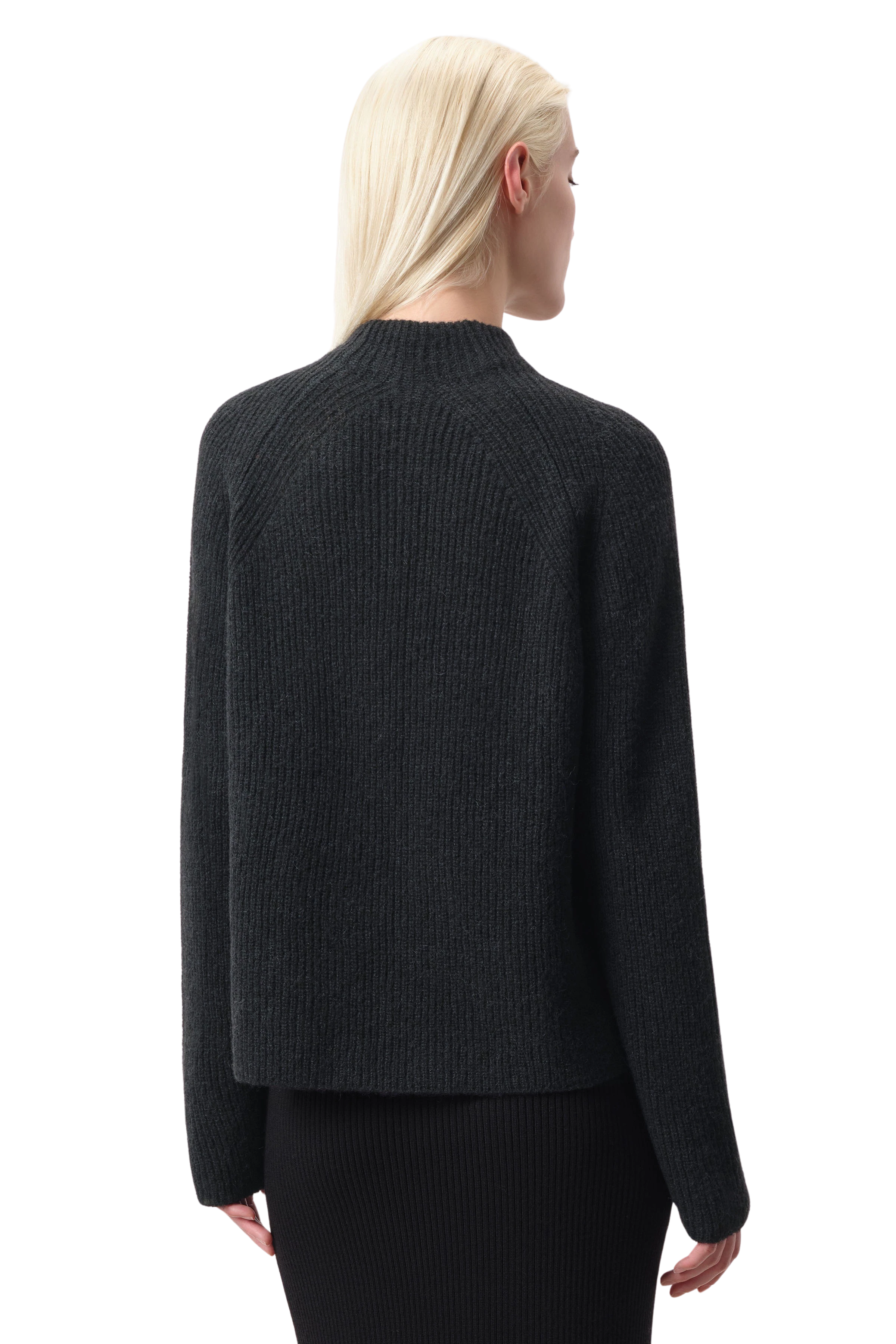 IONYA - Sweater with turtle neck in alpaca wool mix - women - Natural Aluminium - Rückansicht