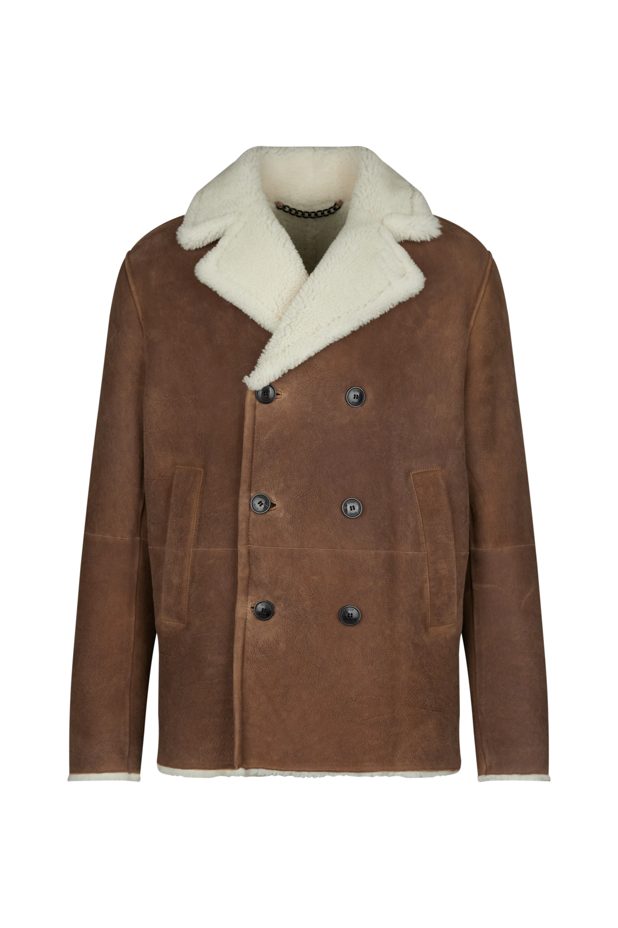 KONNO - Lammfell Lederjacke - Herren - braun - Freisteller Frontansicht