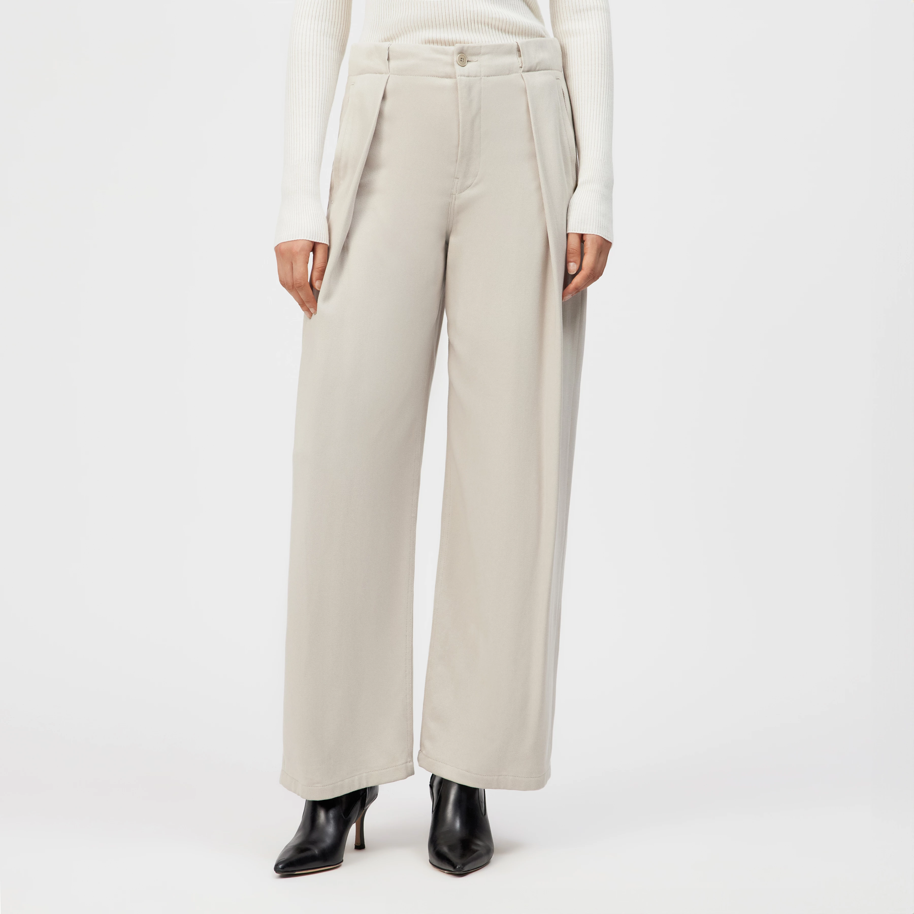 THREW - Tailored trousers in lyocell - women - beige - Frontansicht
