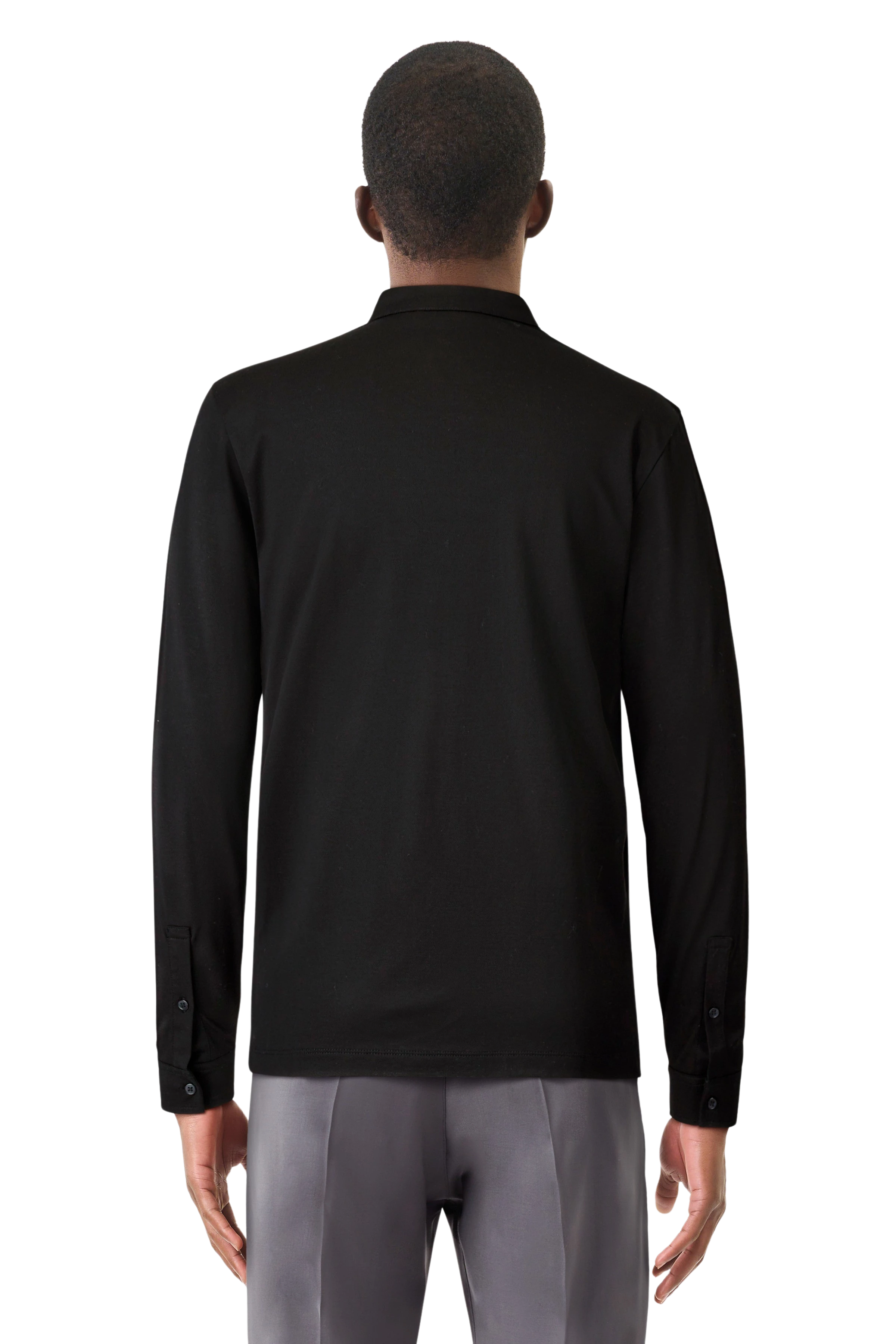 KENO - Longsleeve in piqué - heren - zwart - Rückansicht