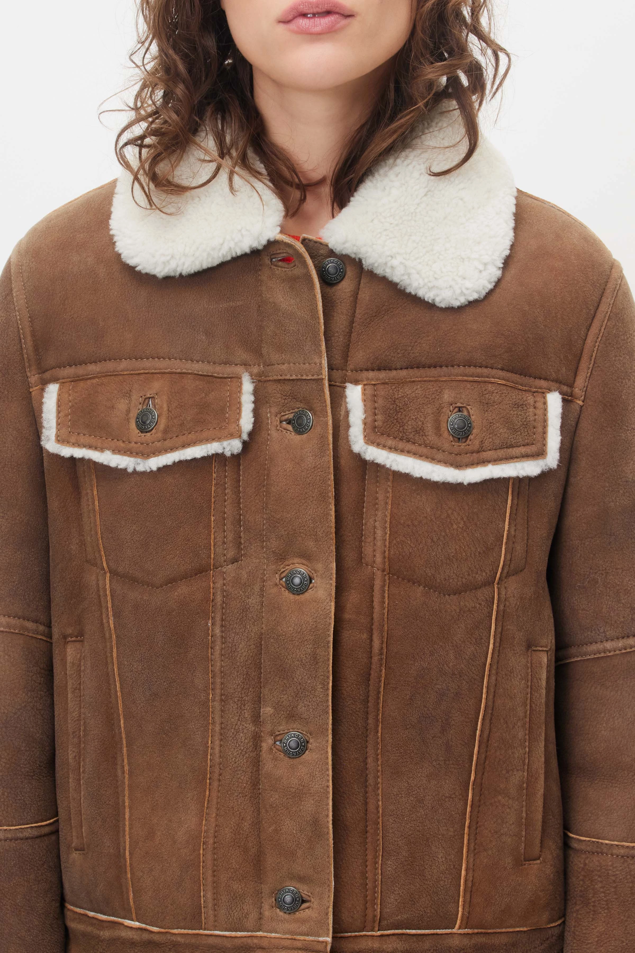 BRASA - lambskin oversized jacket - women - brown - Seitenansicht