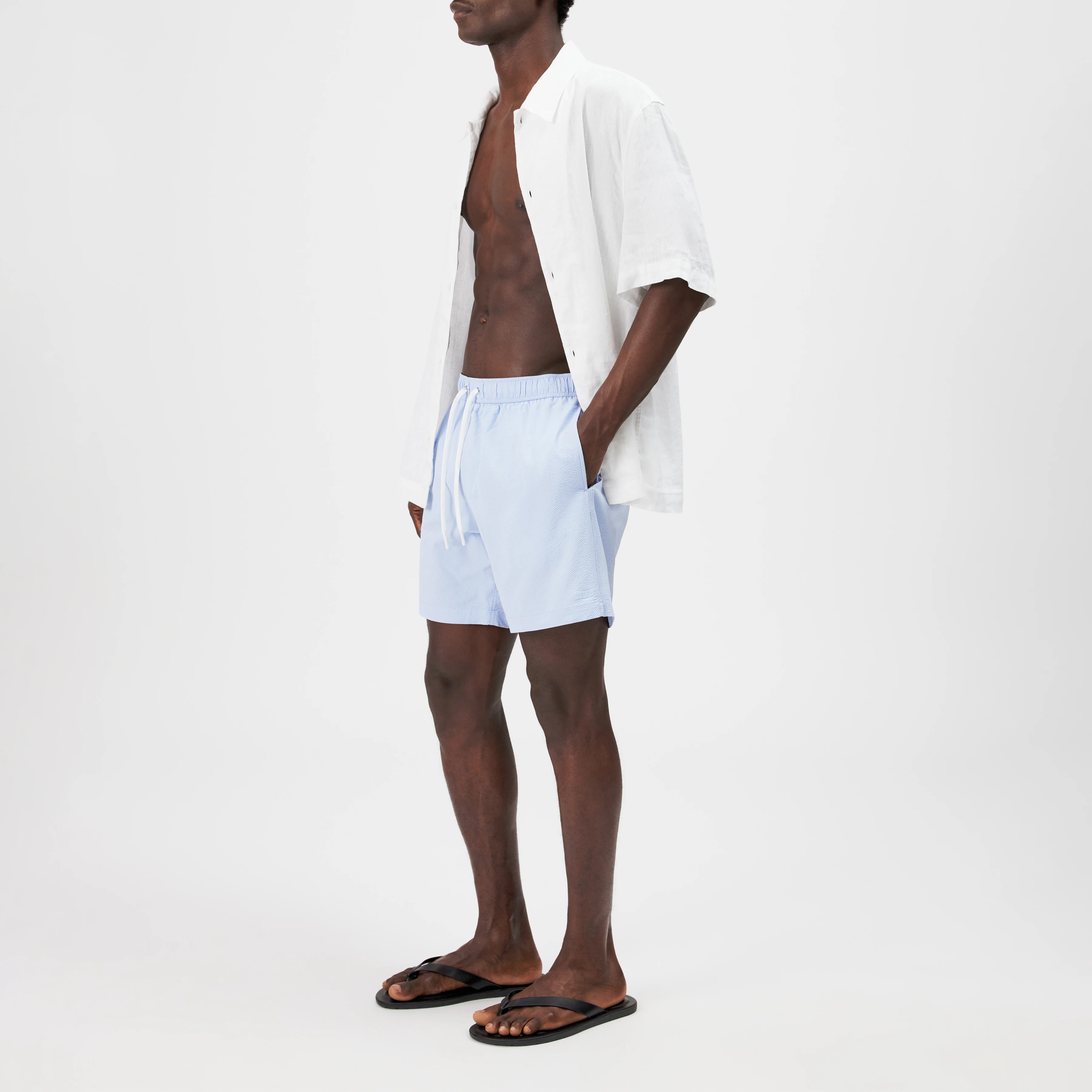 JARON - Short swim trunks with crinkle effect - unisex - blue - Seitenansicht