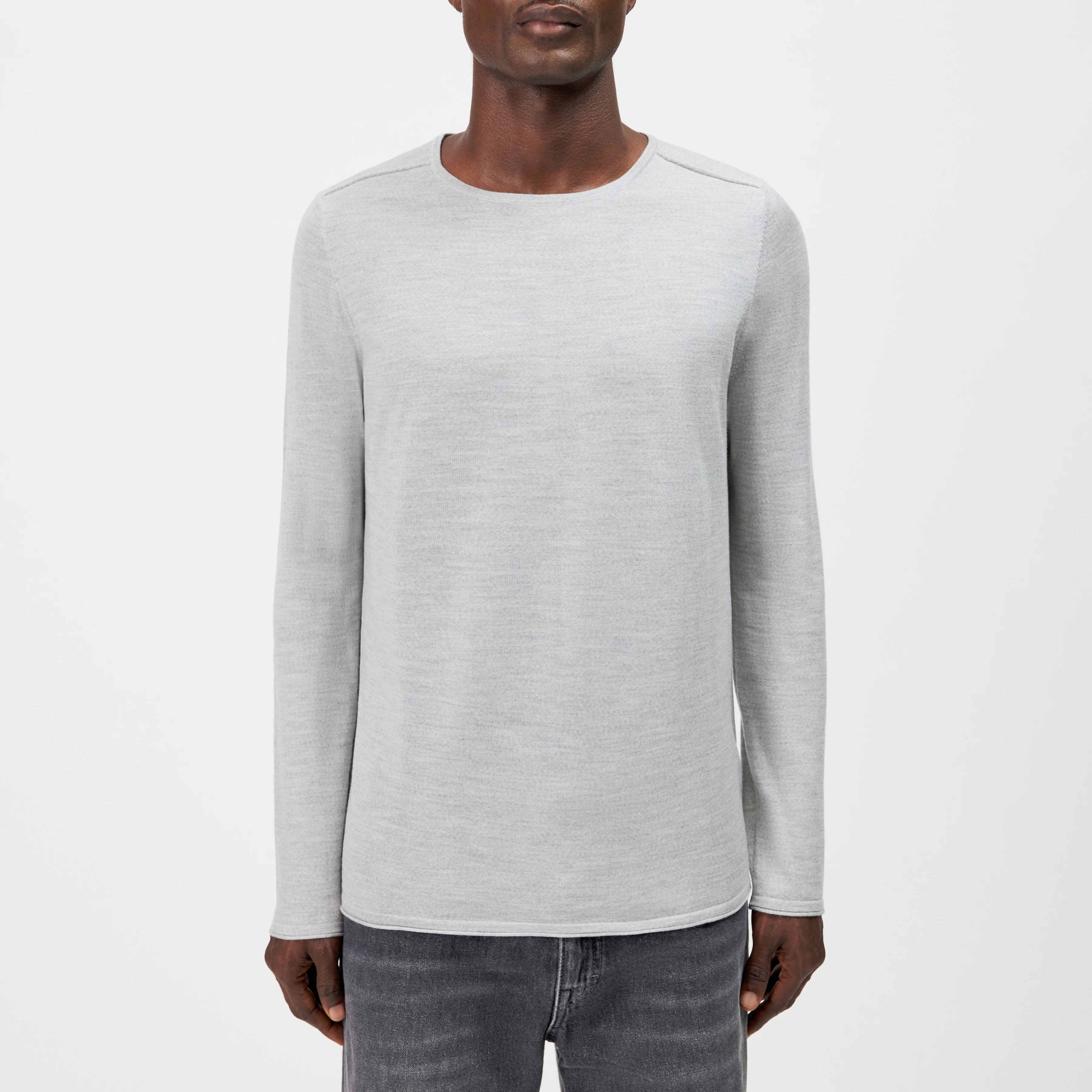 RIKONO - Fine merino wool knitted jumper - men - grey - Frontansicht