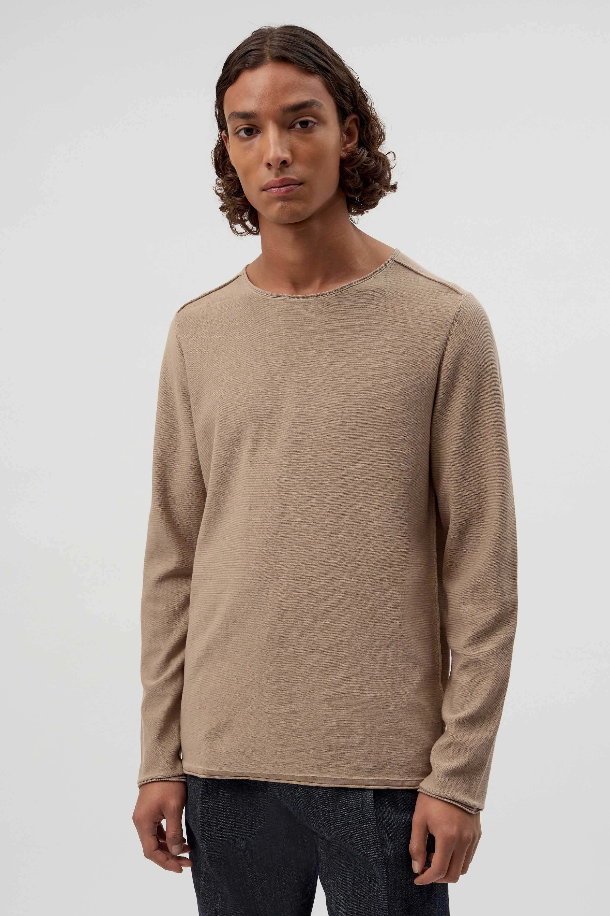 RIK - Pullover mit rollenden Kanten aus reiner Baumwolle - Herren - braun - Frontansicht