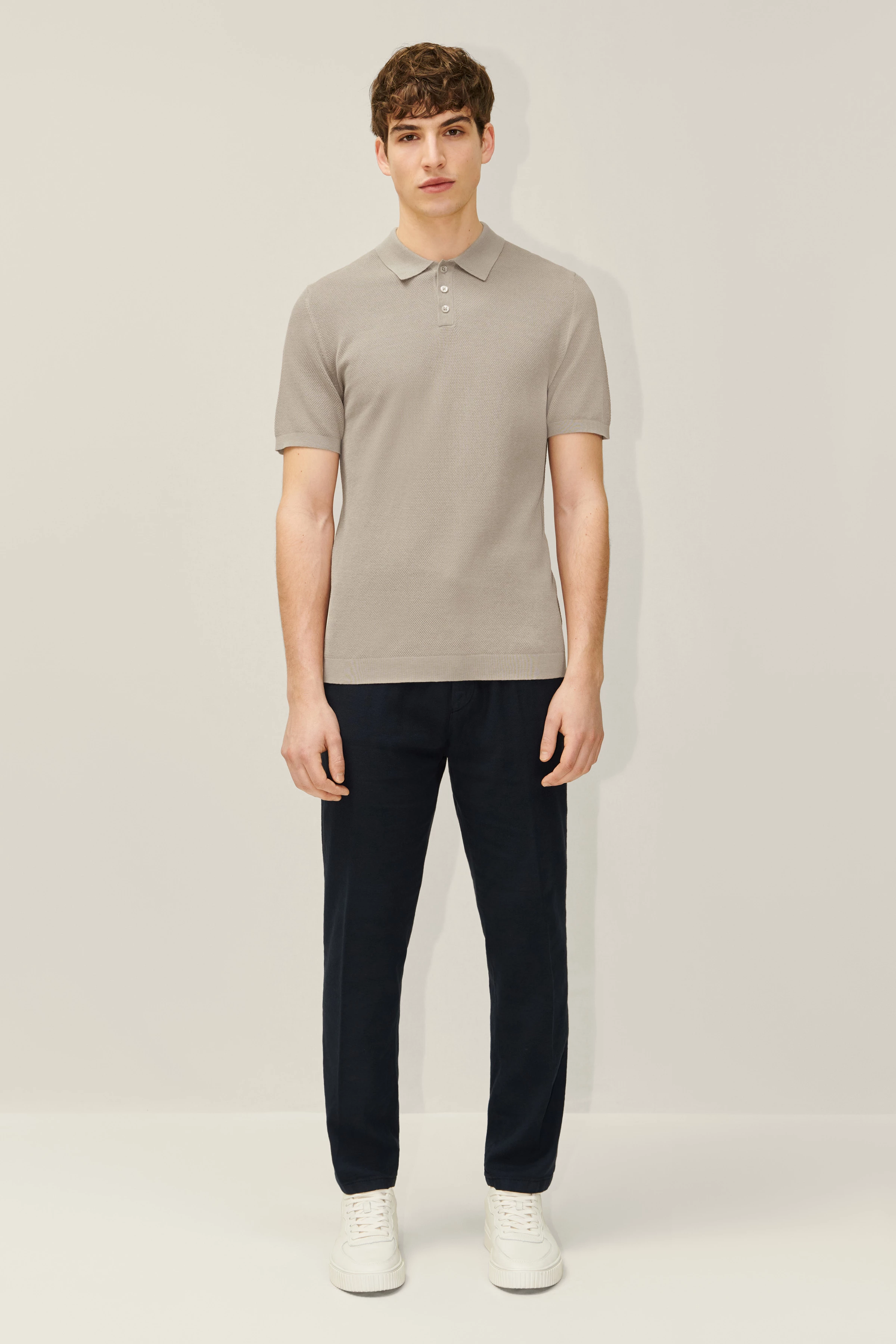 TRITON - Polo in Jaquardstrick - Herren - braun - Ganzkörper-Frontansicht