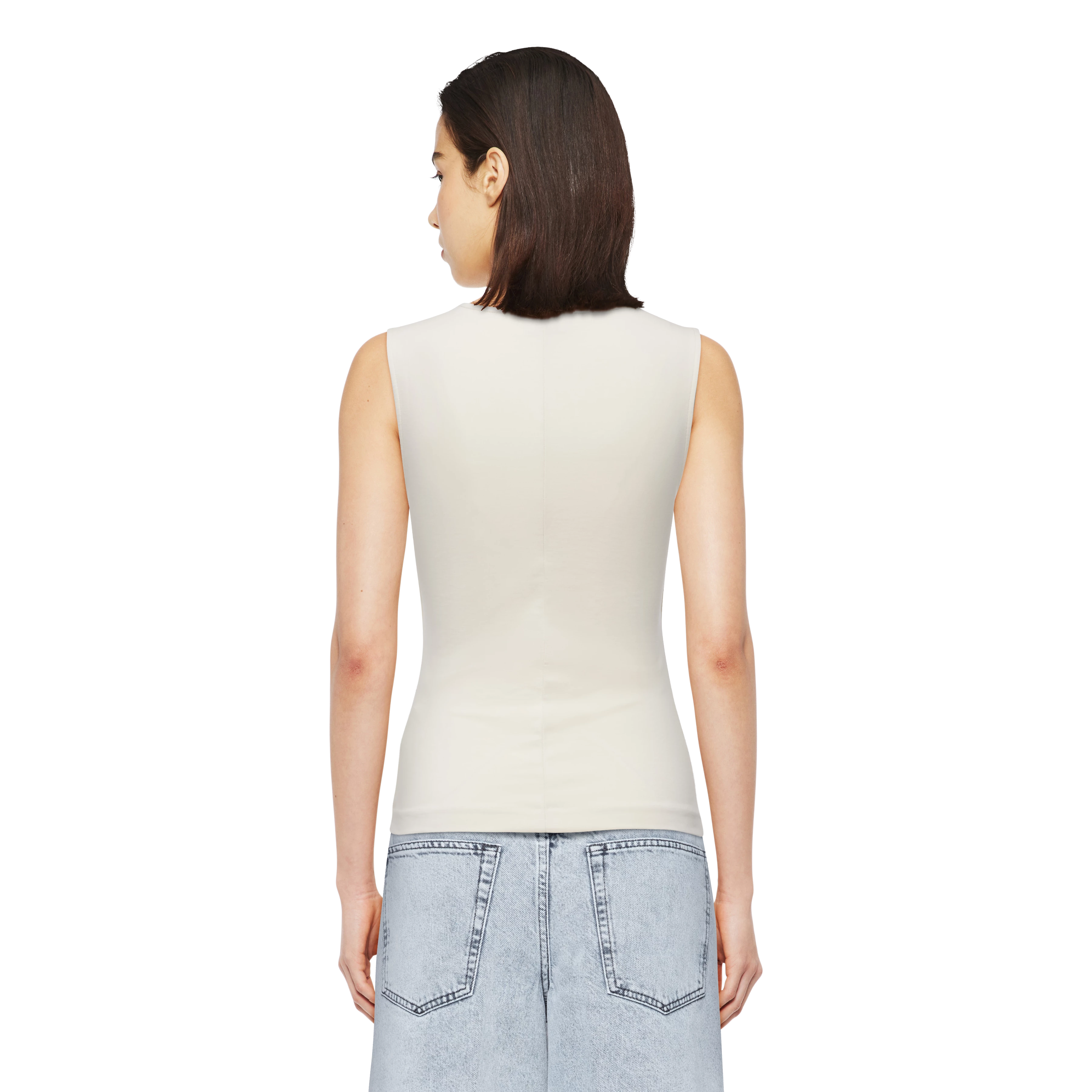 MERIAM - Jersey Top mit Raffung in Lyocell-Mix - Damen - beige - Rückansicht