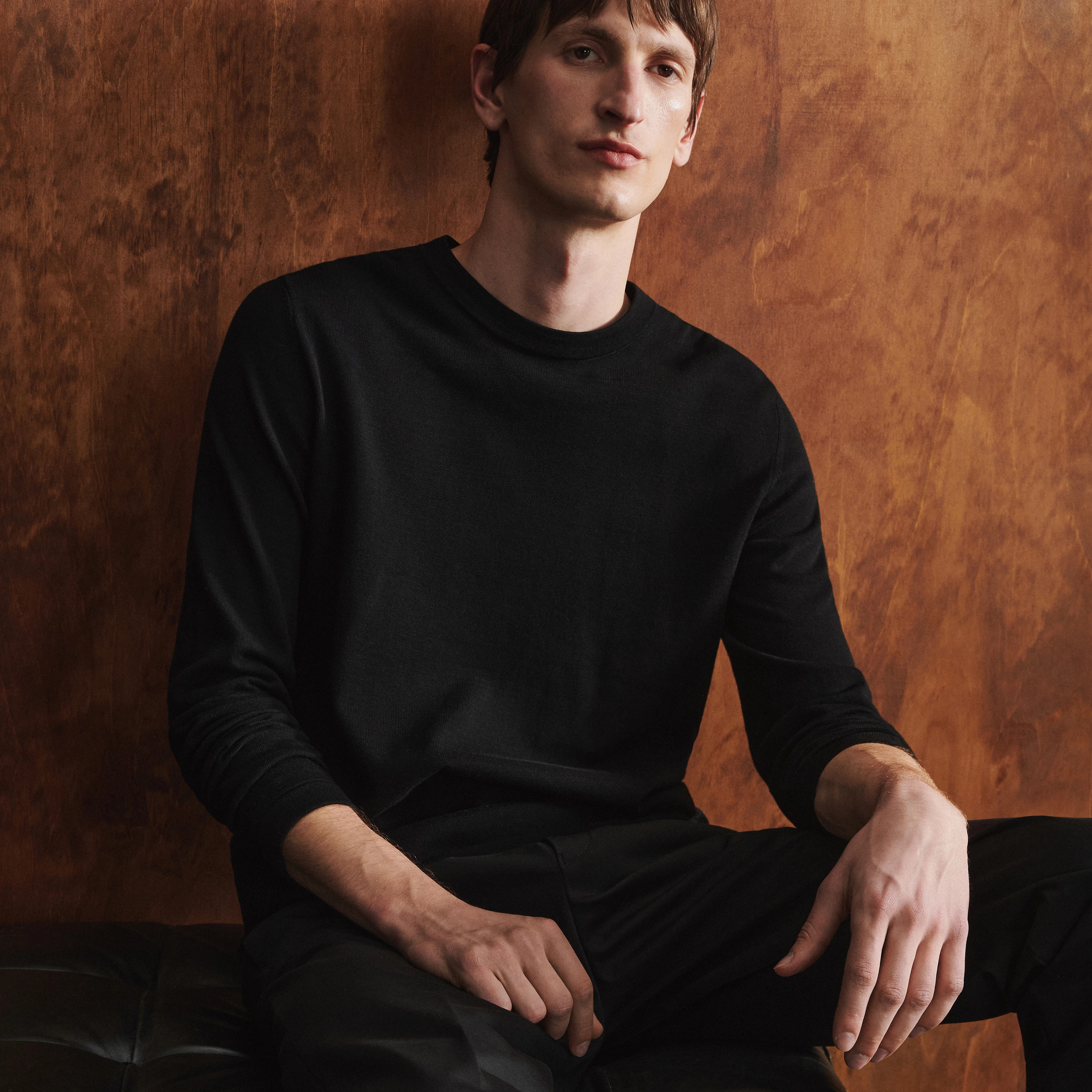 IRMINO - Long sleeve in pure cotton - men - black
