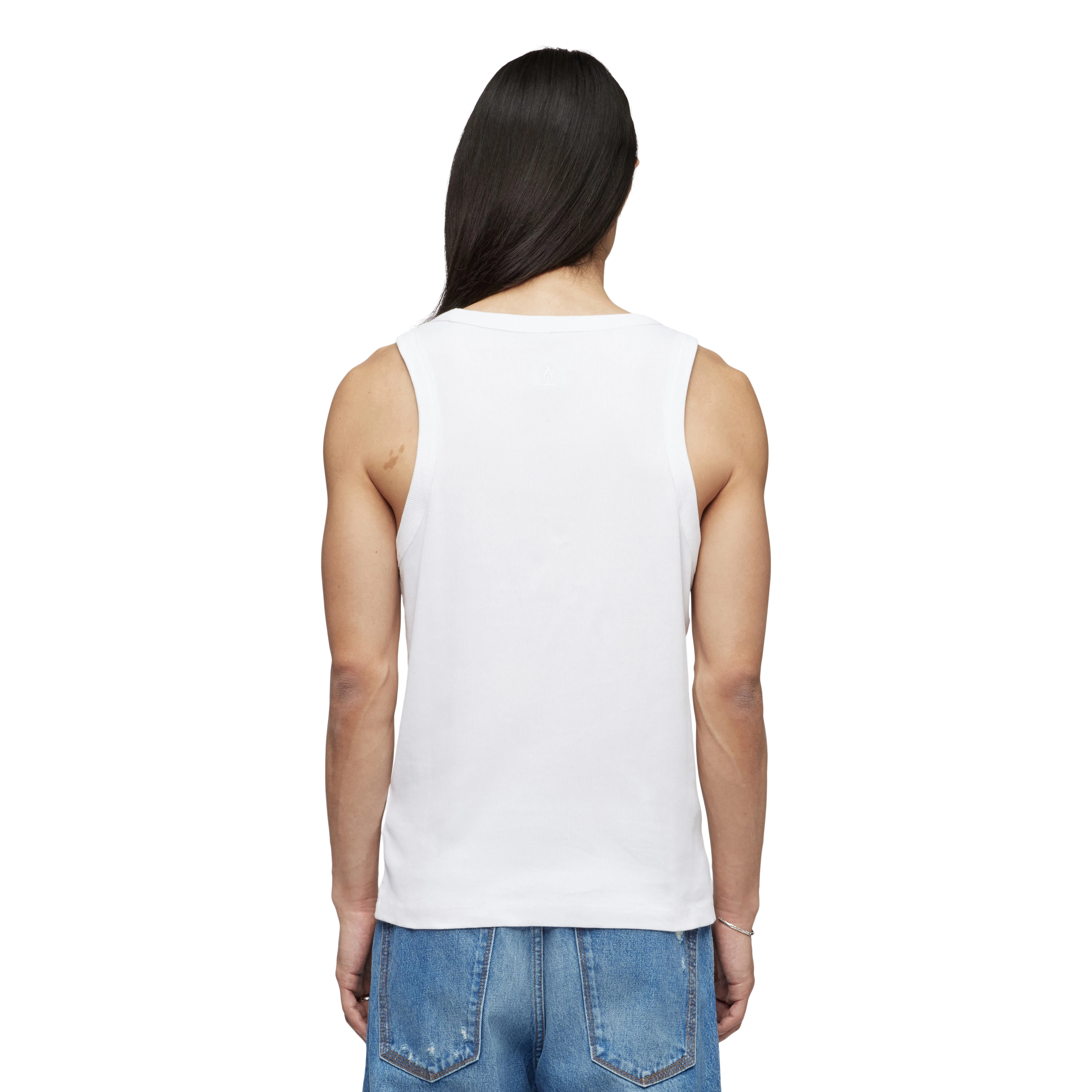 NATHAN - Bodyfitted ribbed tank top in cotton - men - white - Rückansicht